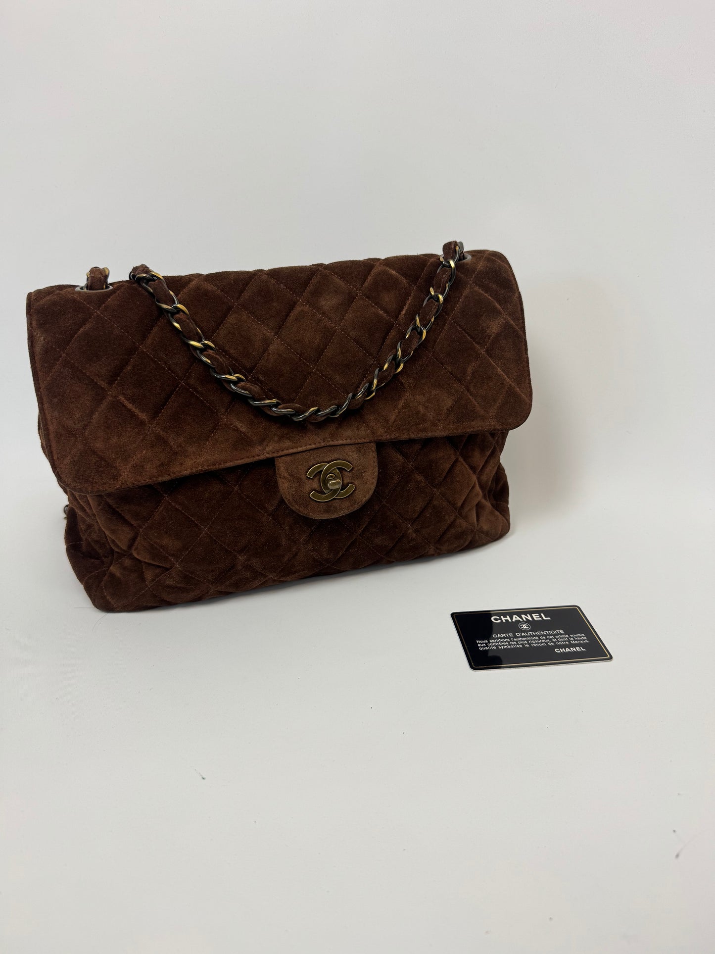 Chanel Vintage DEKAMATRASSE 30 Flap Bag- Brown Suede