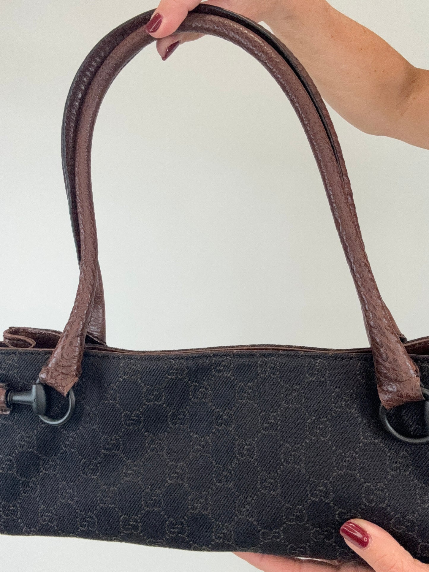 Gucci Vintage Rare East to West Monogram Horse Bit Bag