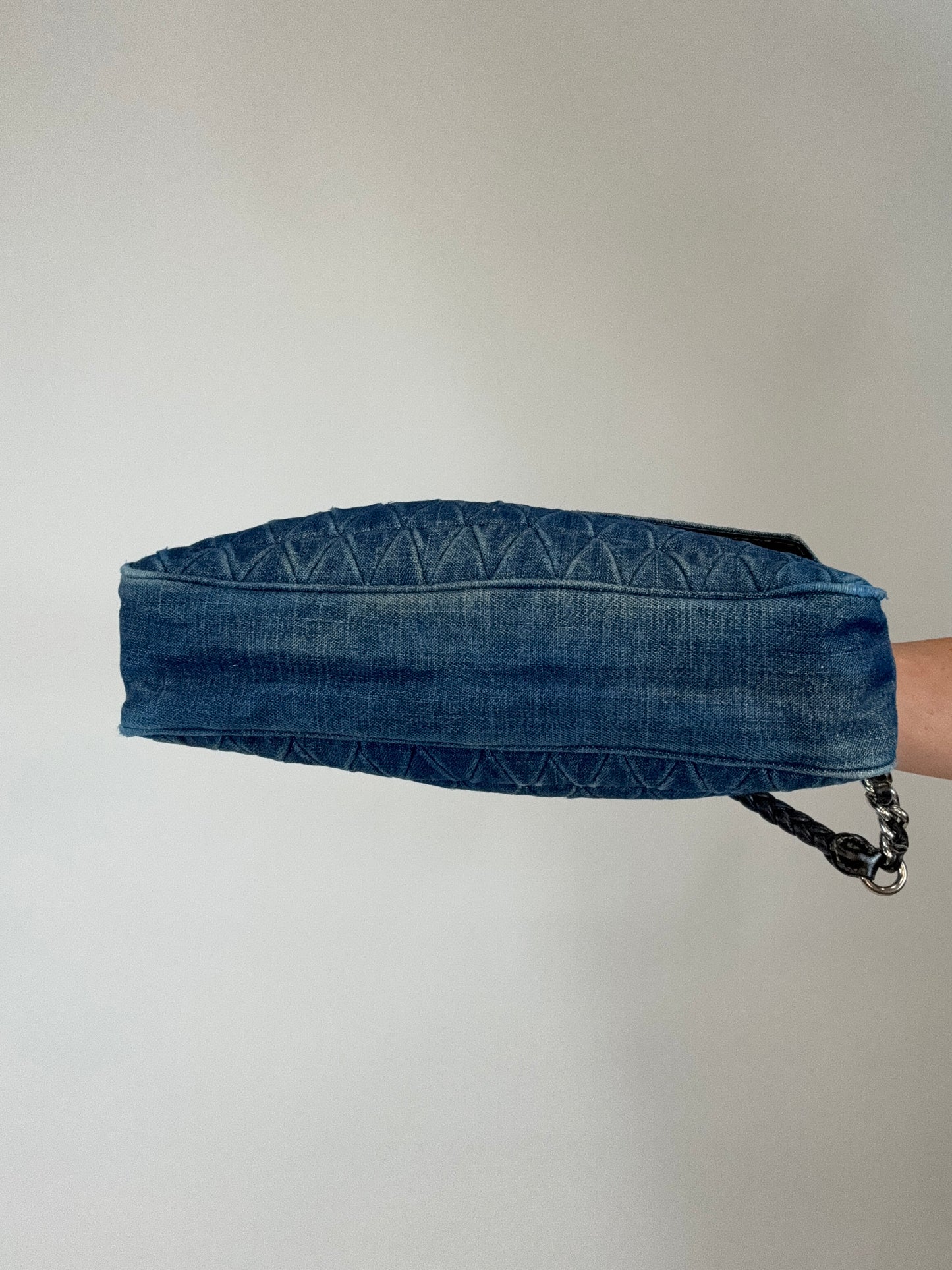 Miu Miu Matelasse Rare Denim Crystal Turn lock Shoulder Bag