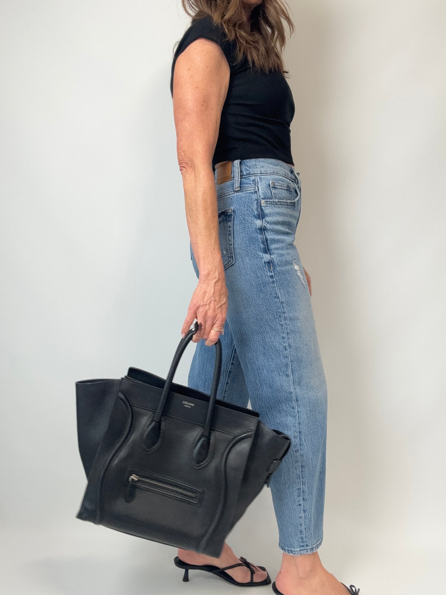 Celine Mini Phantom Luggage Tote – Black Drummed Leather
