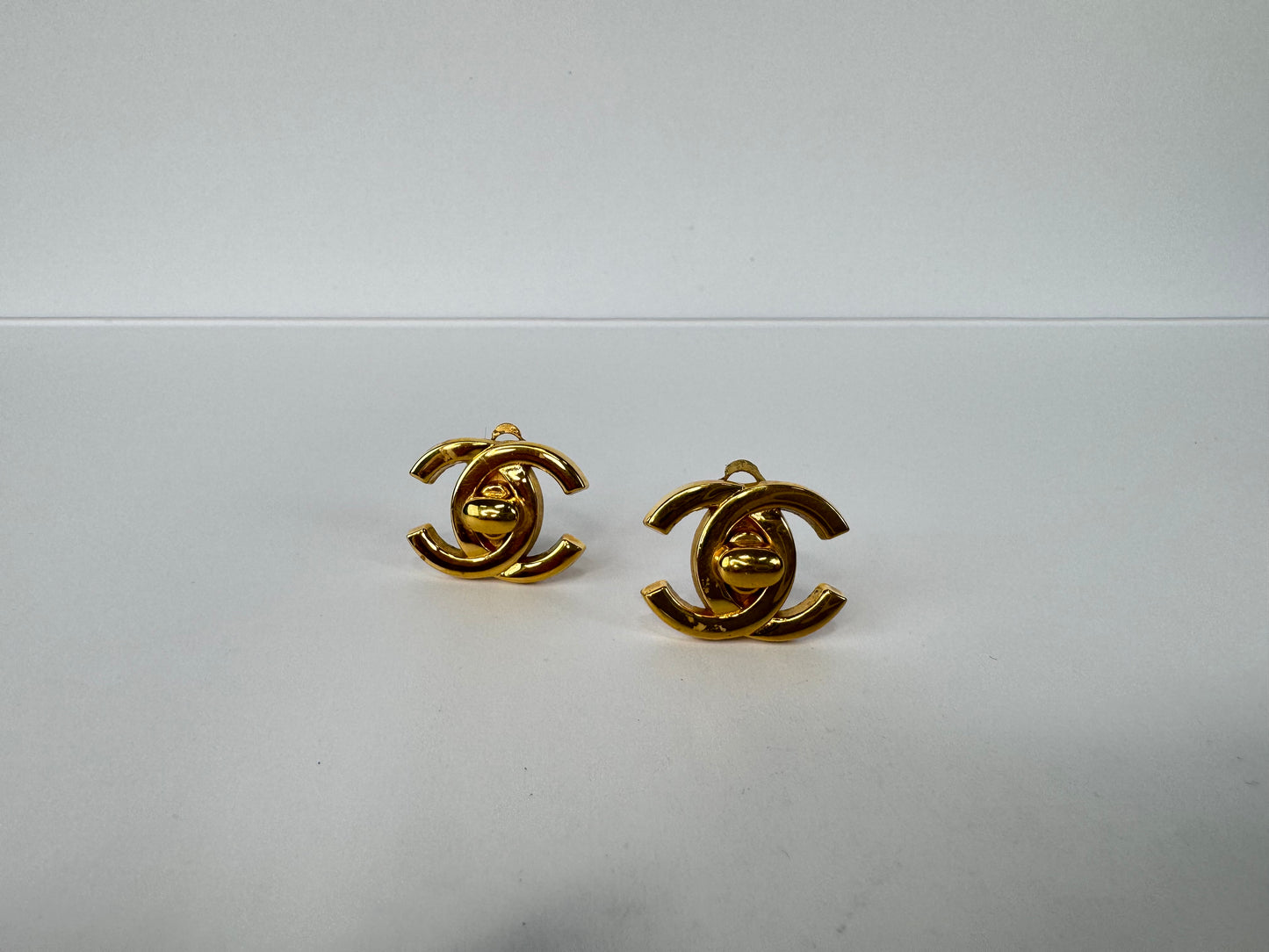 Chanel Vintage Turn Lock Earrings