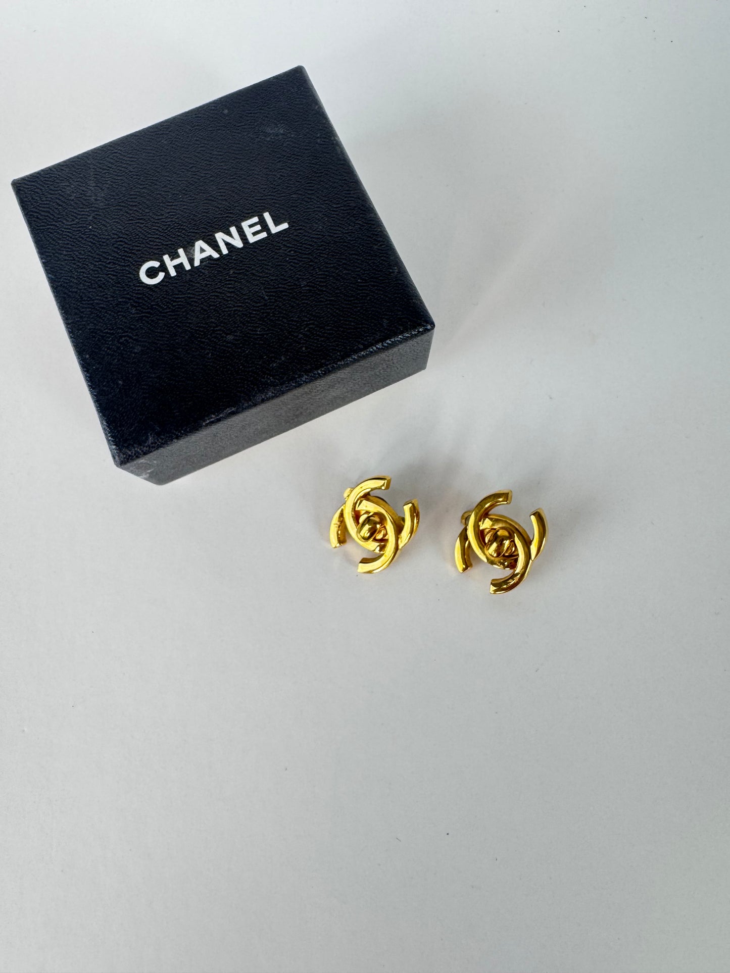 Chanel Vintage Turn Lock Earrings