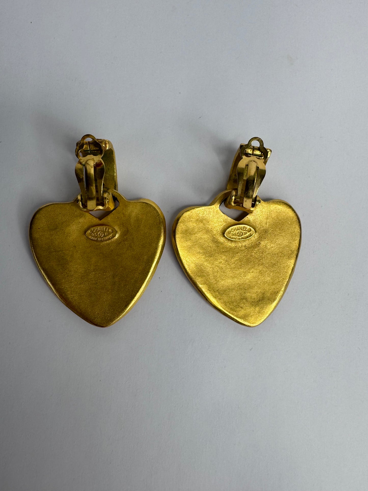 Chanel Vintage Heart Clip On Earrings