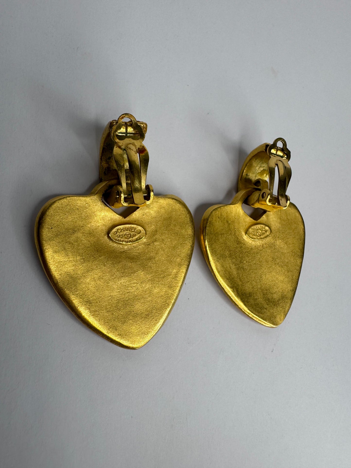 Chanel Vintage Heart Clip On Earrings