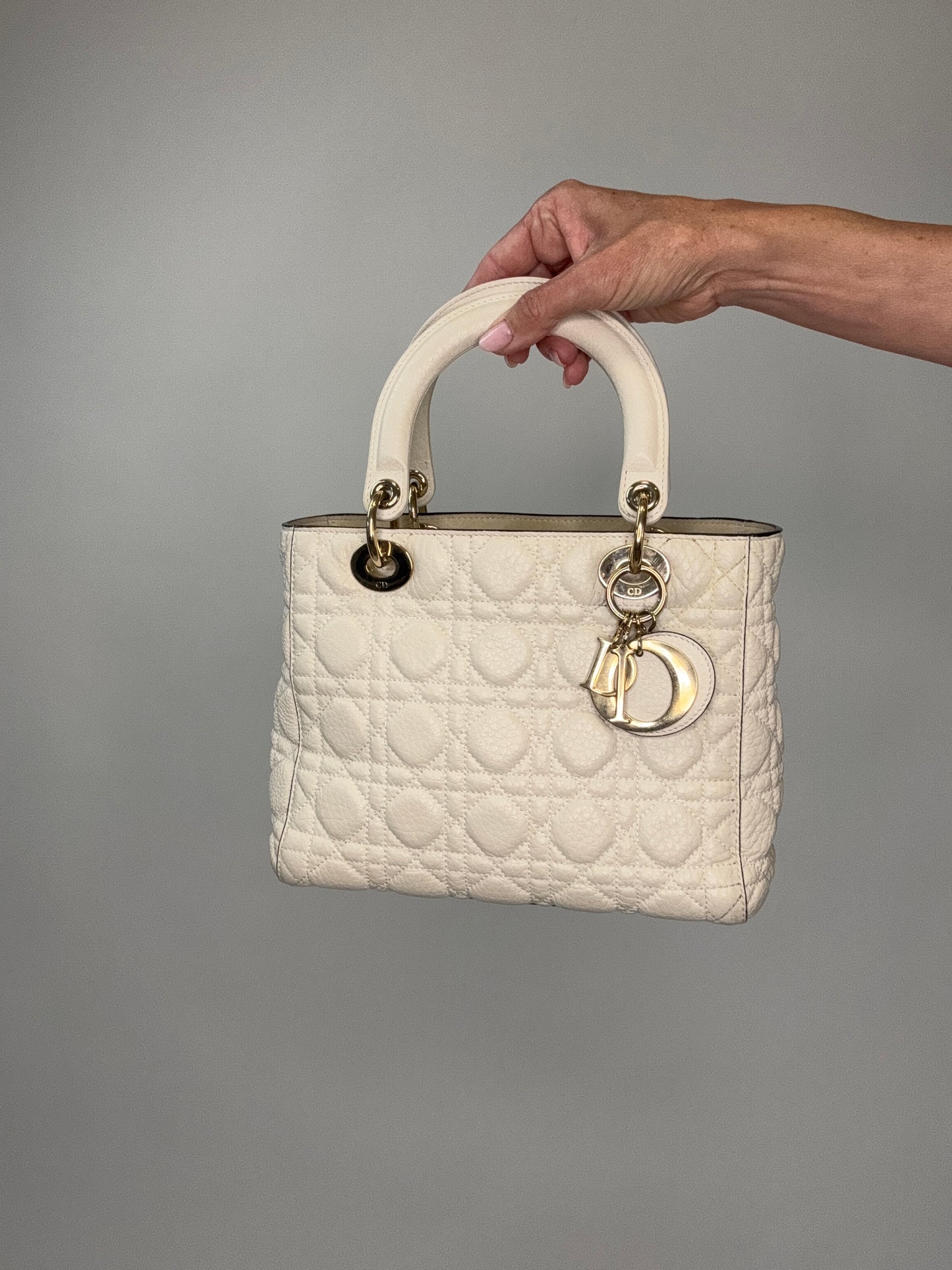 Dior Lady Dior White Leather Two Way