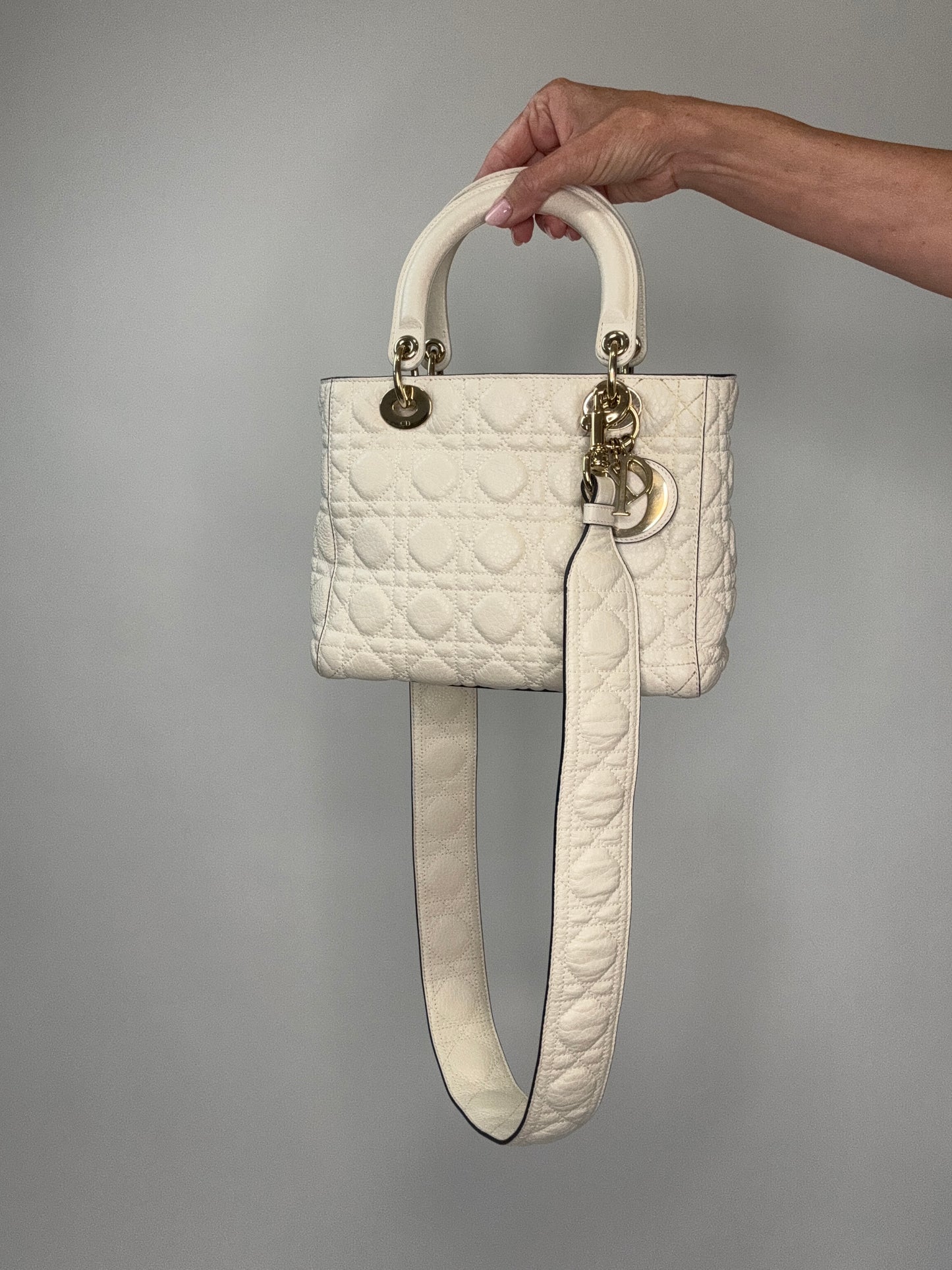 Dior Lady Dior White Leather Two Way