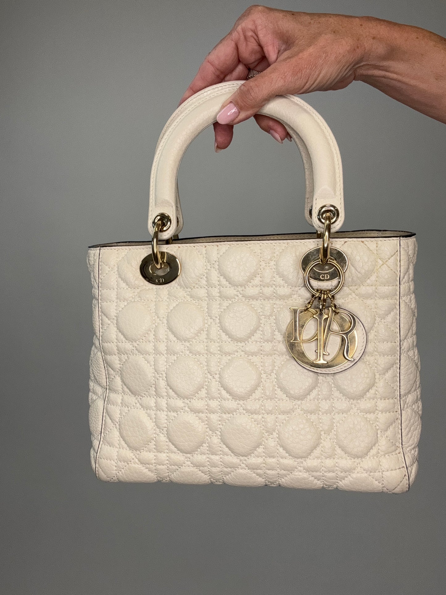 Dior Lady Dior White Leather Two Way