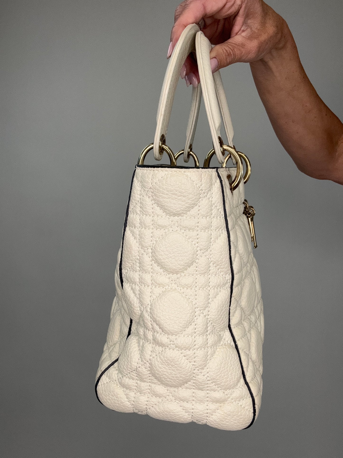 Dior Lady Dior White Leather Two Way