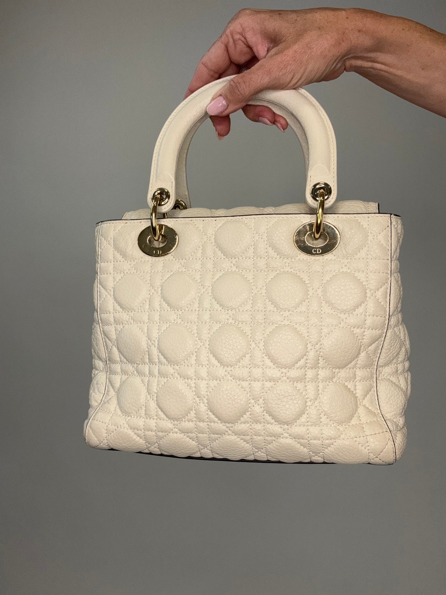 Dior Lady Dior White Leather Two Way