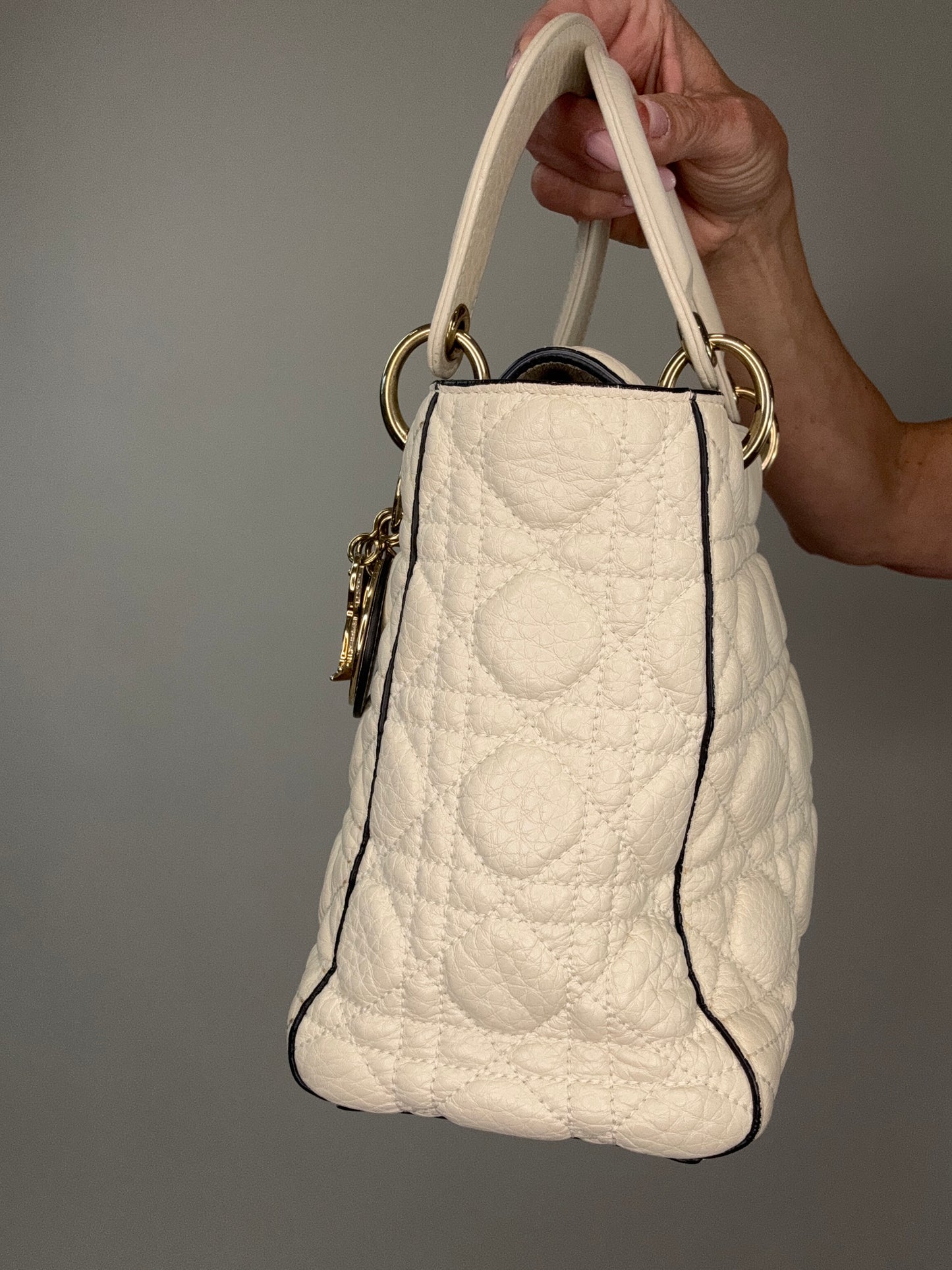 Dior Lady Dior White Leather Two Way