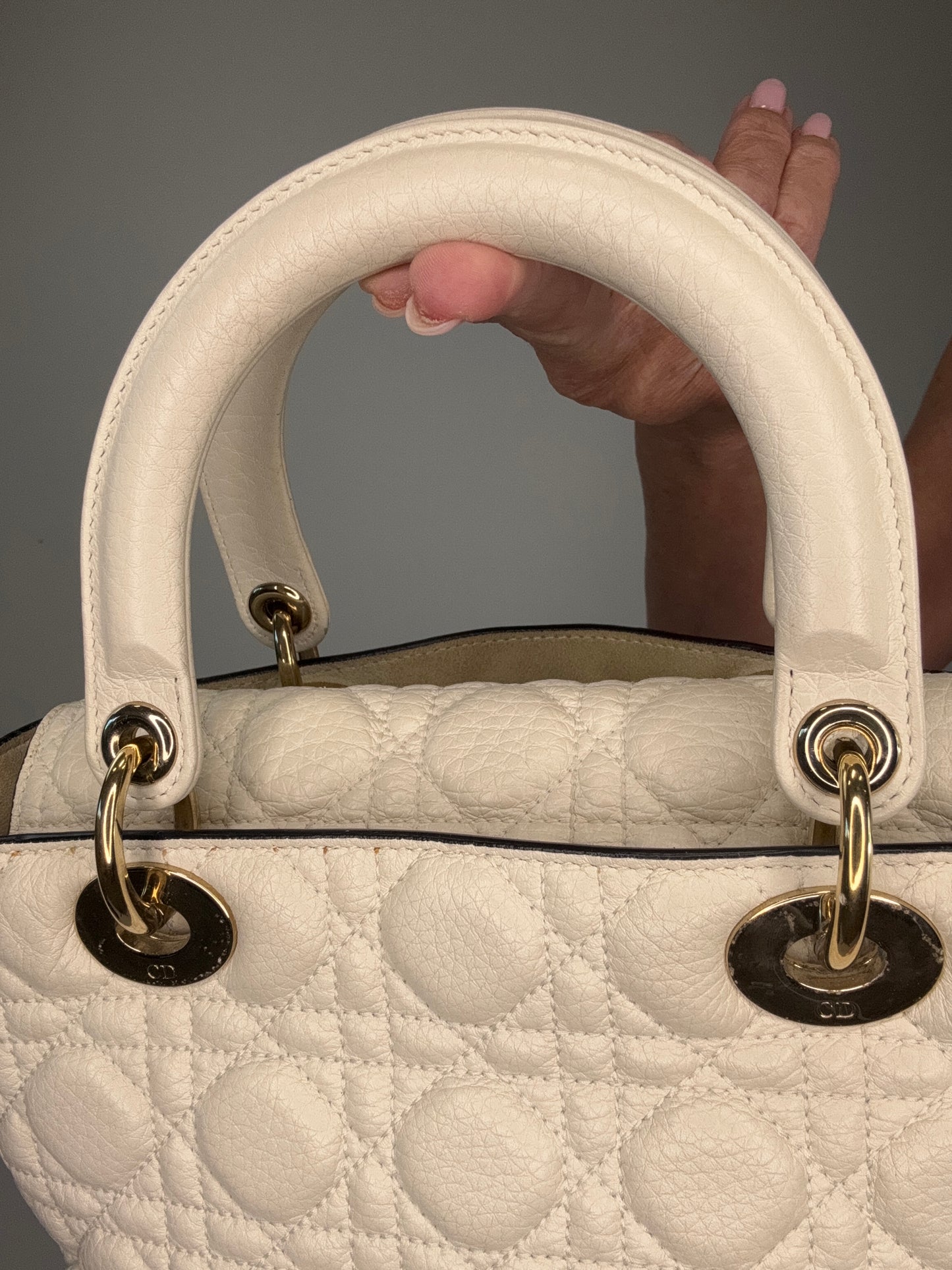 Dior Lady Dior White Leather Two Way