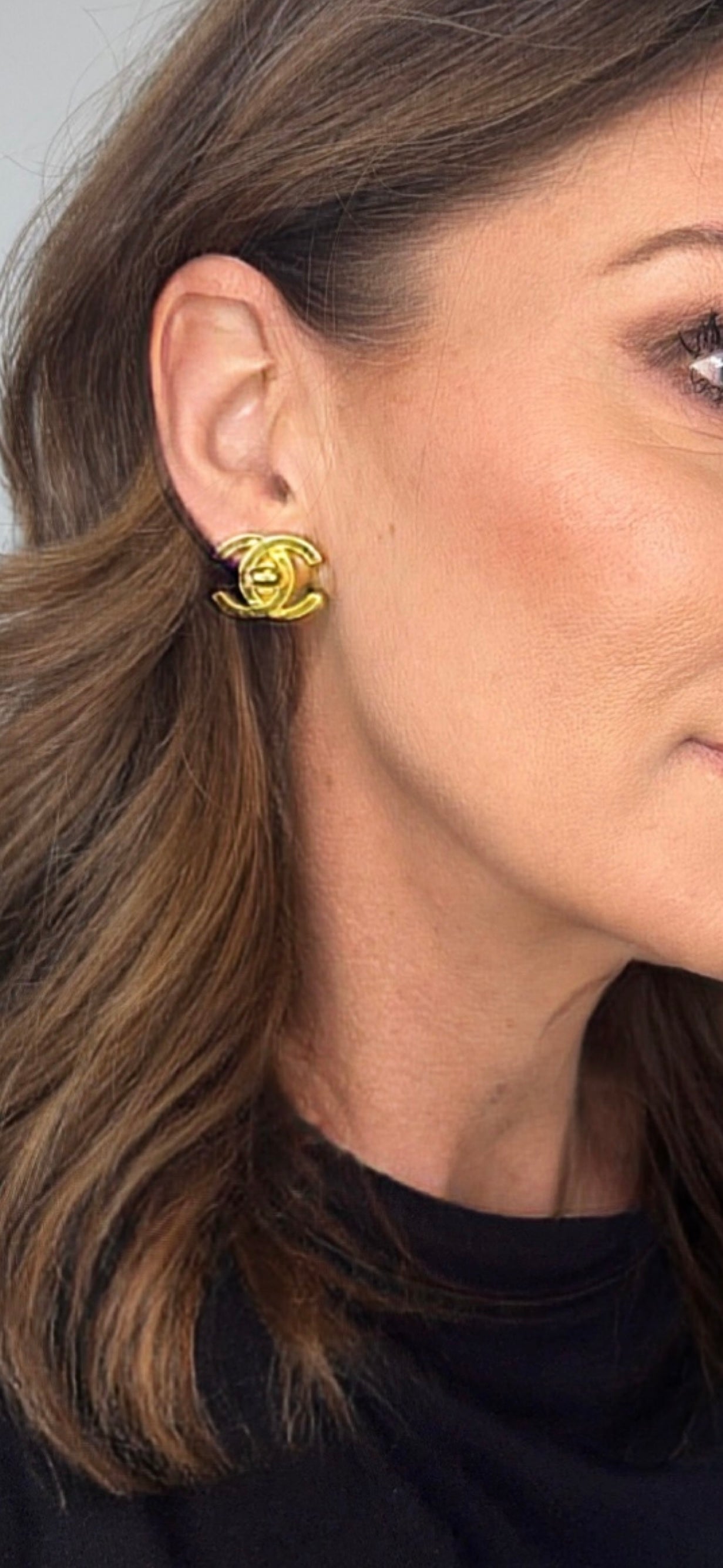 Chanel Vintage Turn Lock Earrings