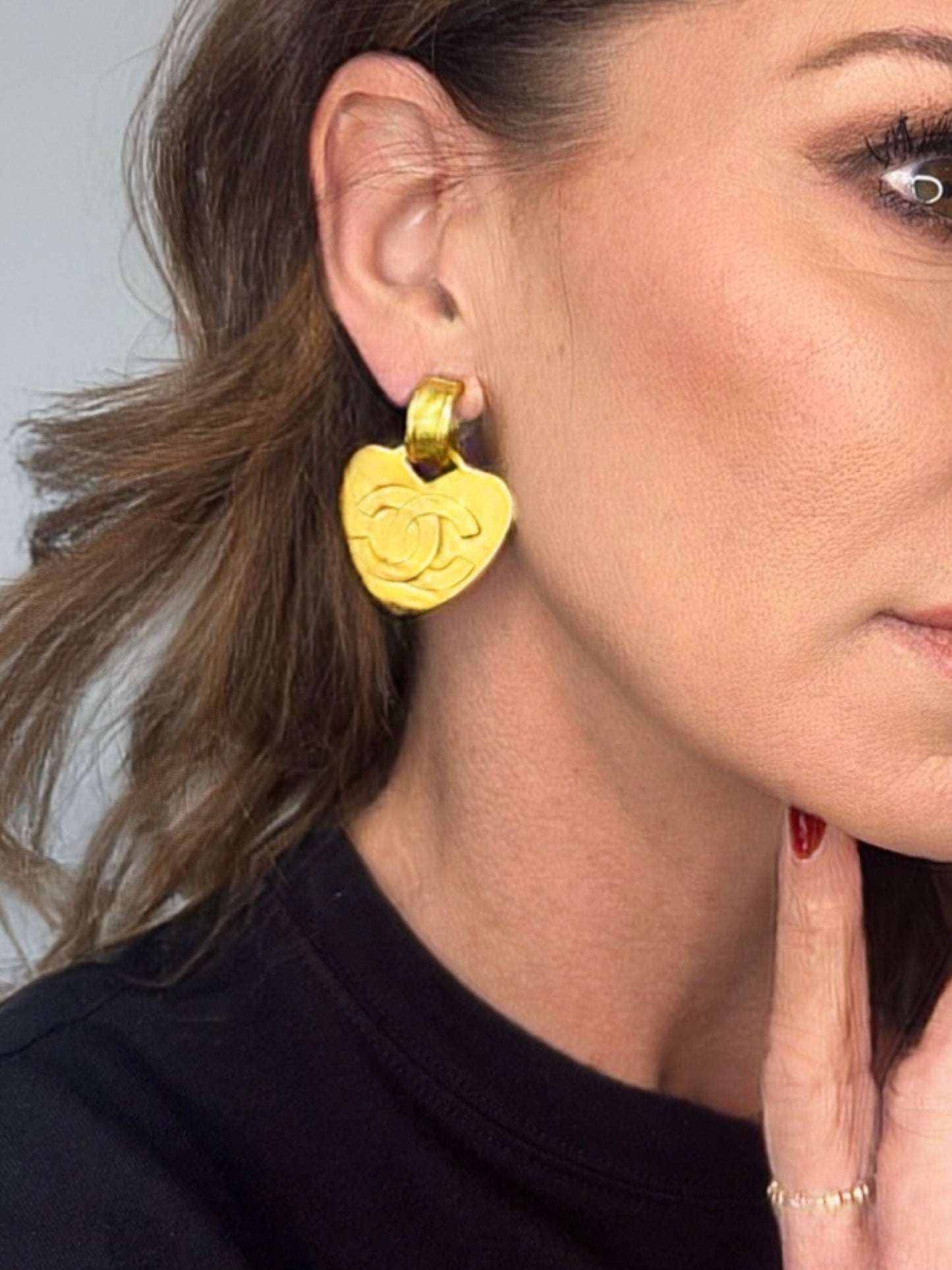 Chanel Vintage Heart Clip On Earrings