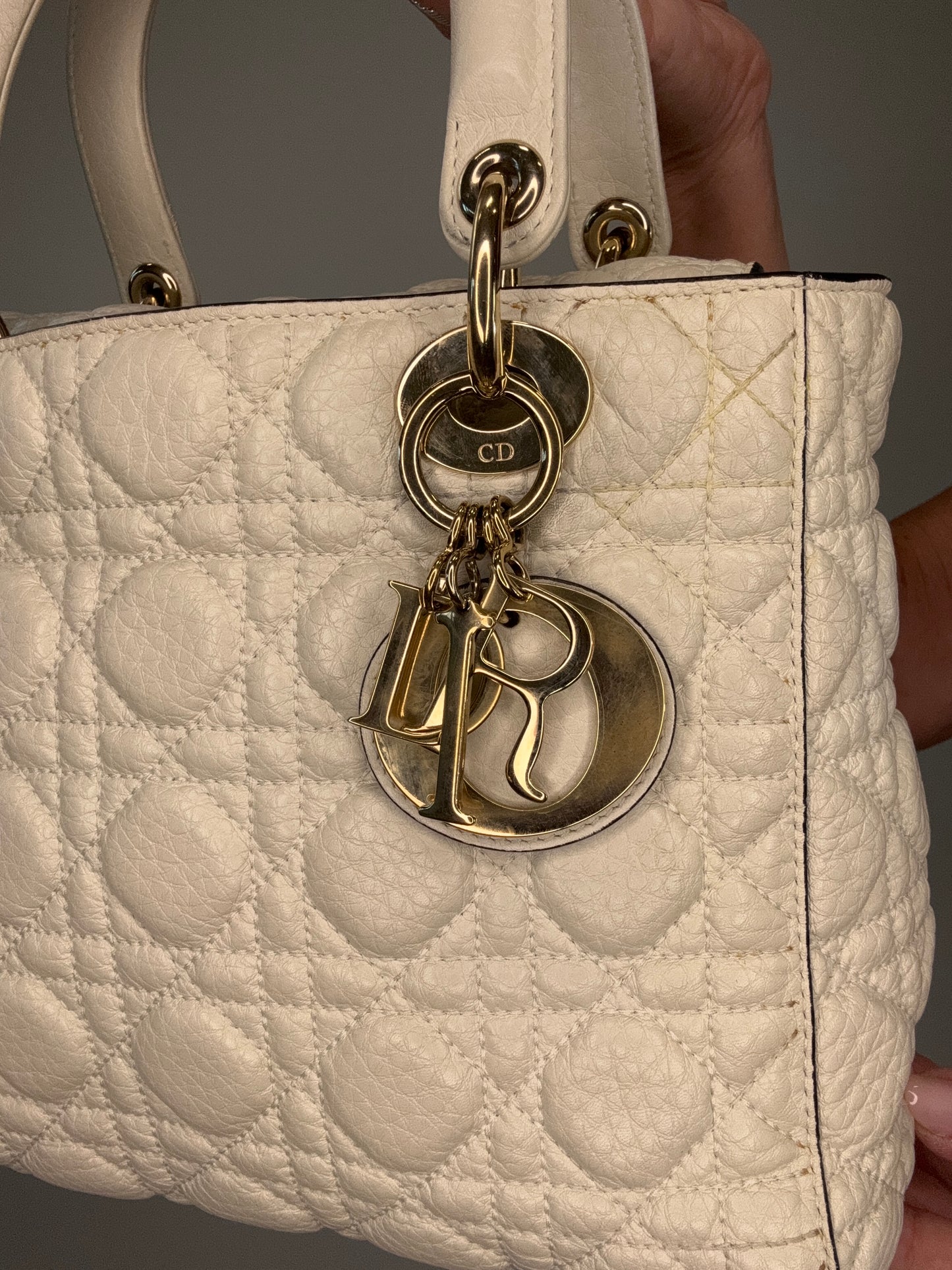 Dior Lady Dior White Leather Two Way