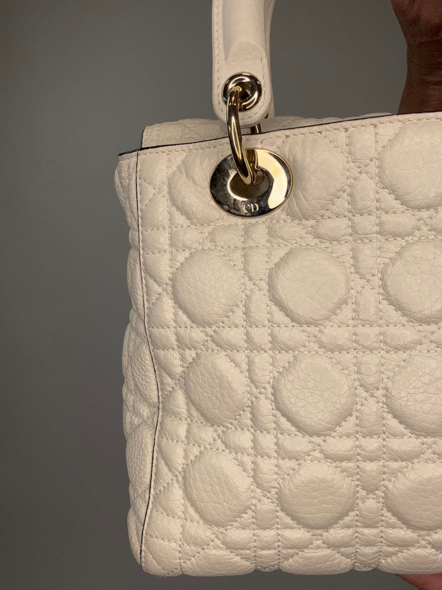 Dior Lady Dior White Leather Two Way