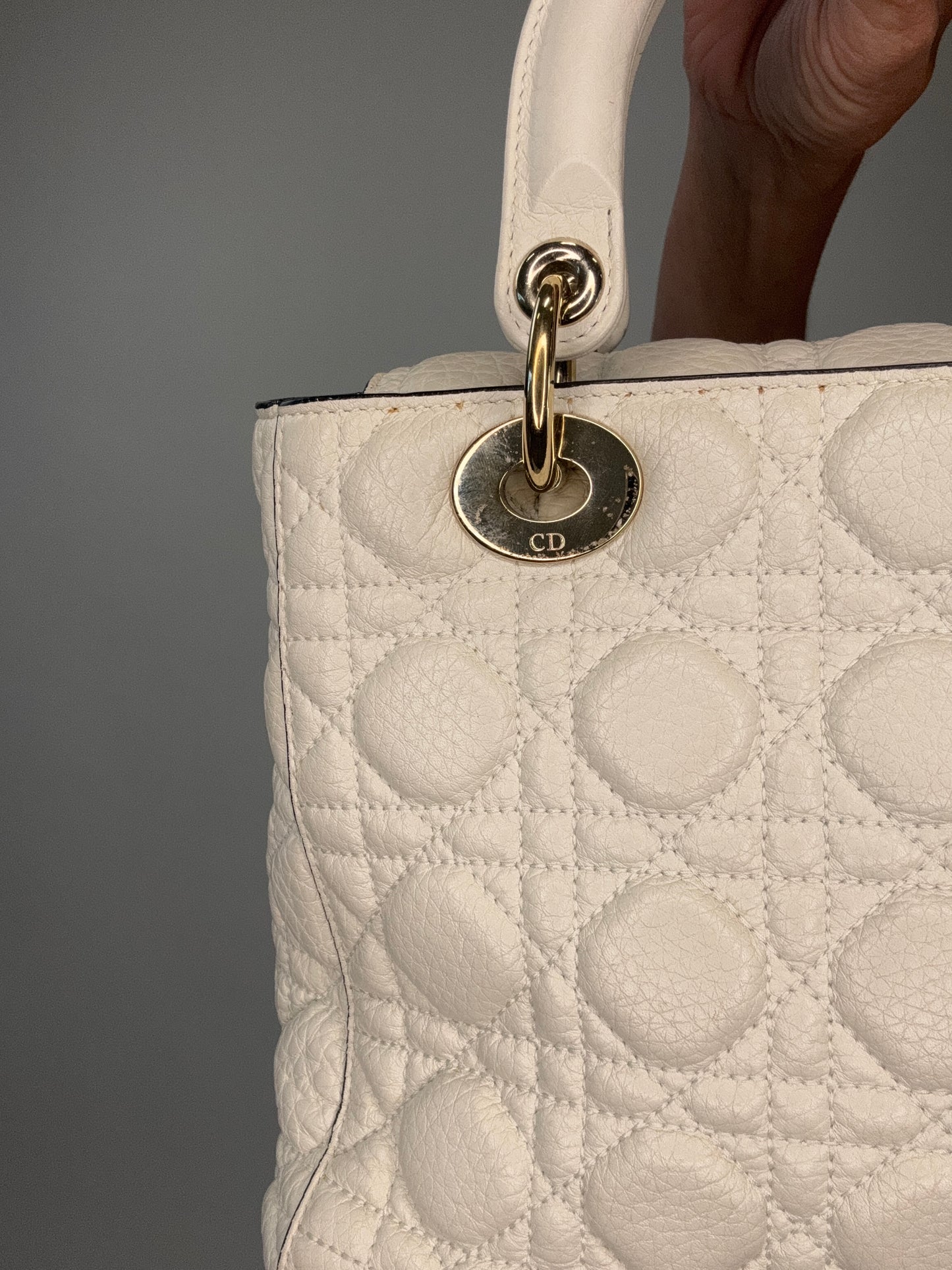Dior Lady Dior White Leather Two Way