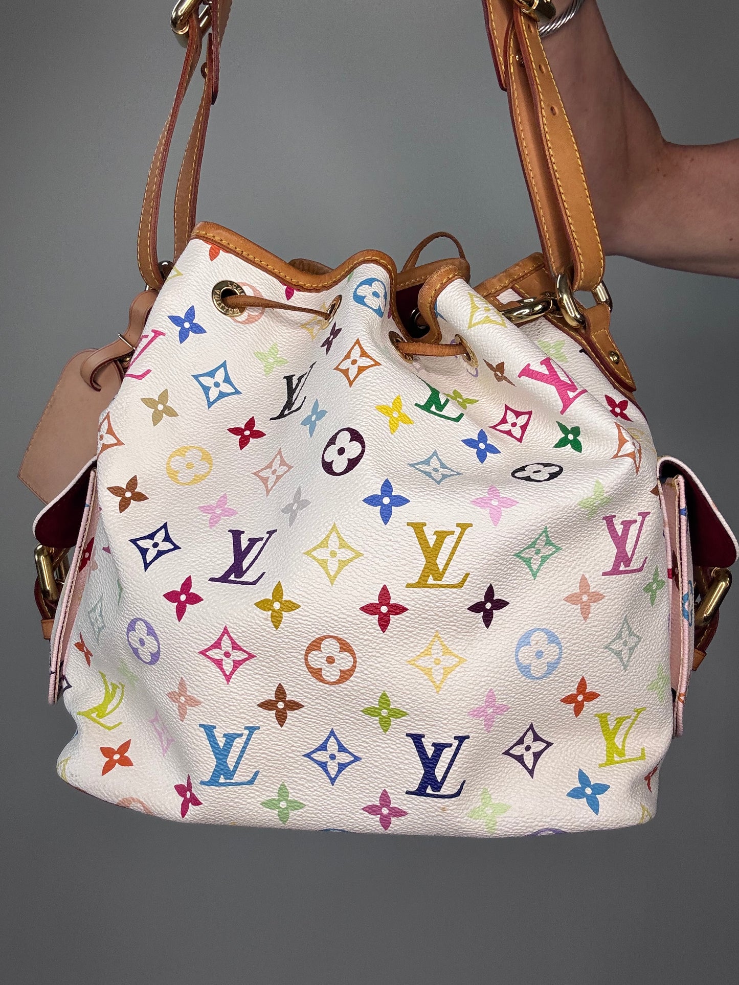 Louis Vuitton Takashi Murakami White Petit Noe Bag
