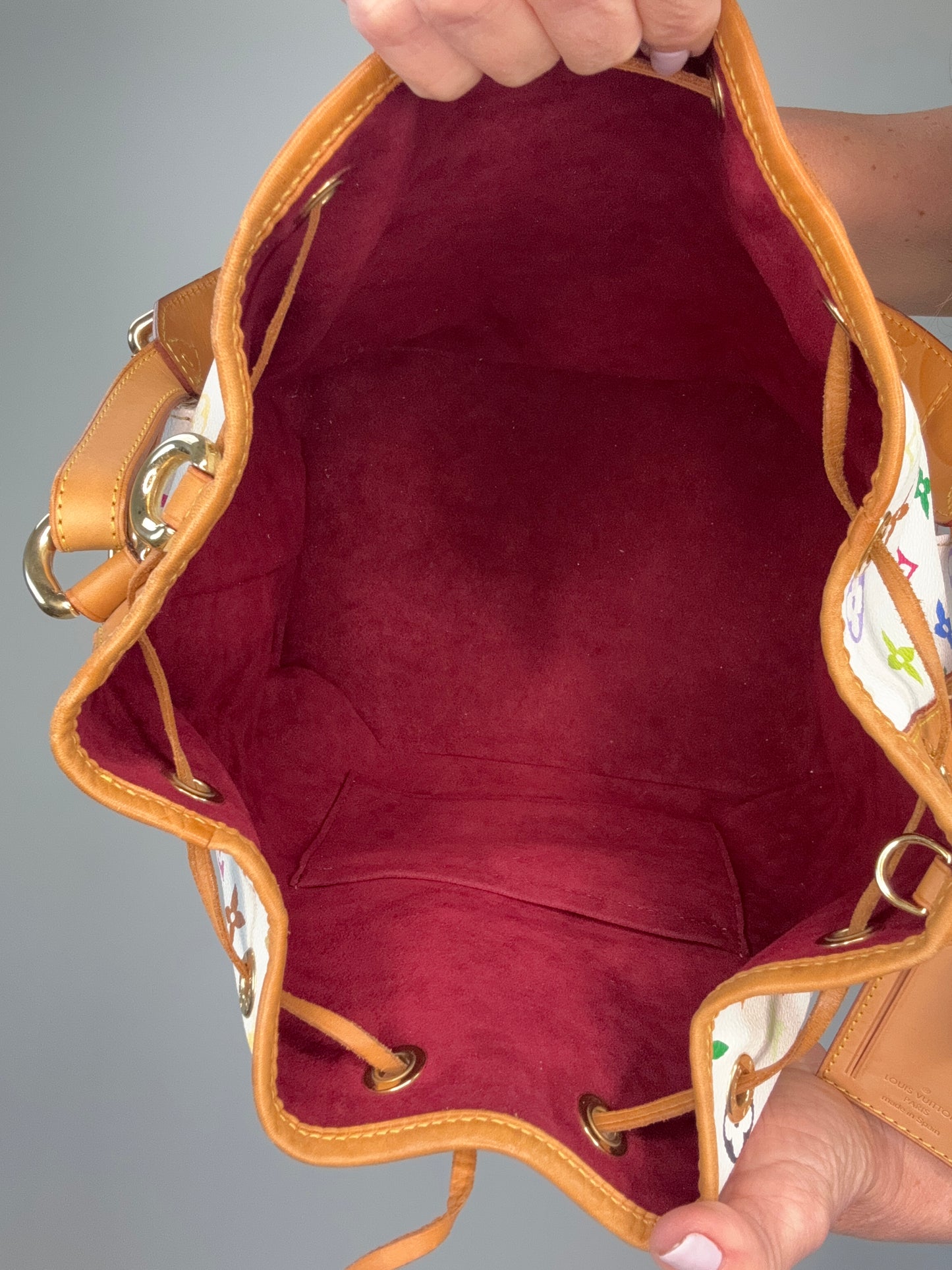 Louis Vuitton Takashi Murakami White Petit Noe Bag