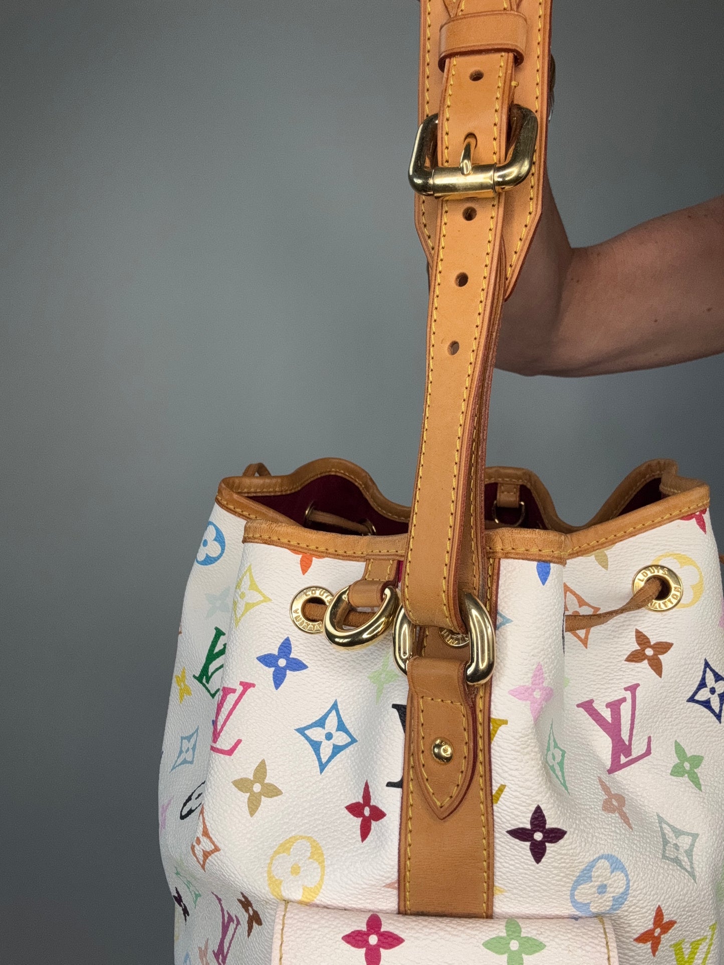 Louis Vuitton Takashi Murakami White Petit Noe Bag