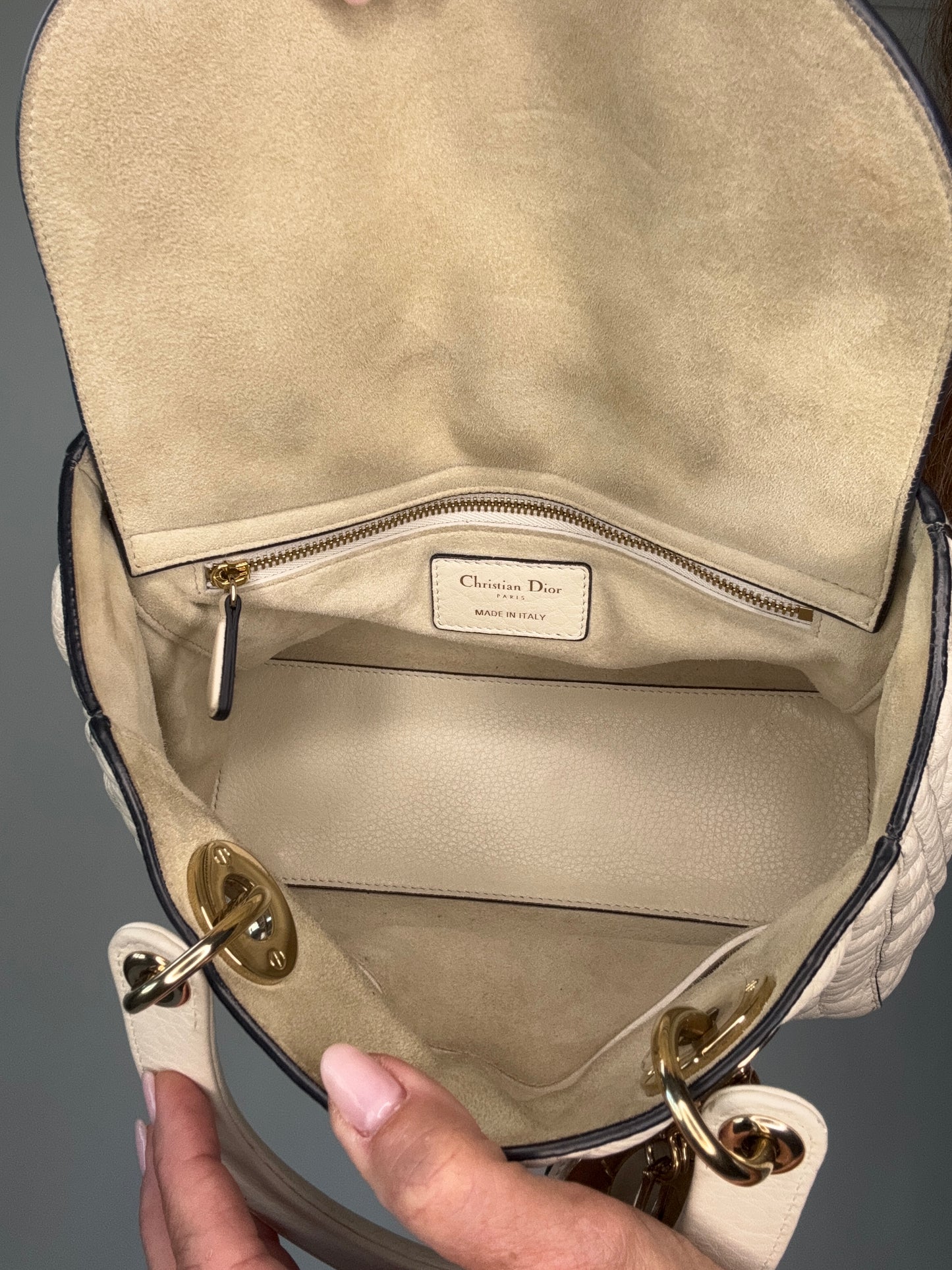 Dior Lady Dior White Leather Two Way