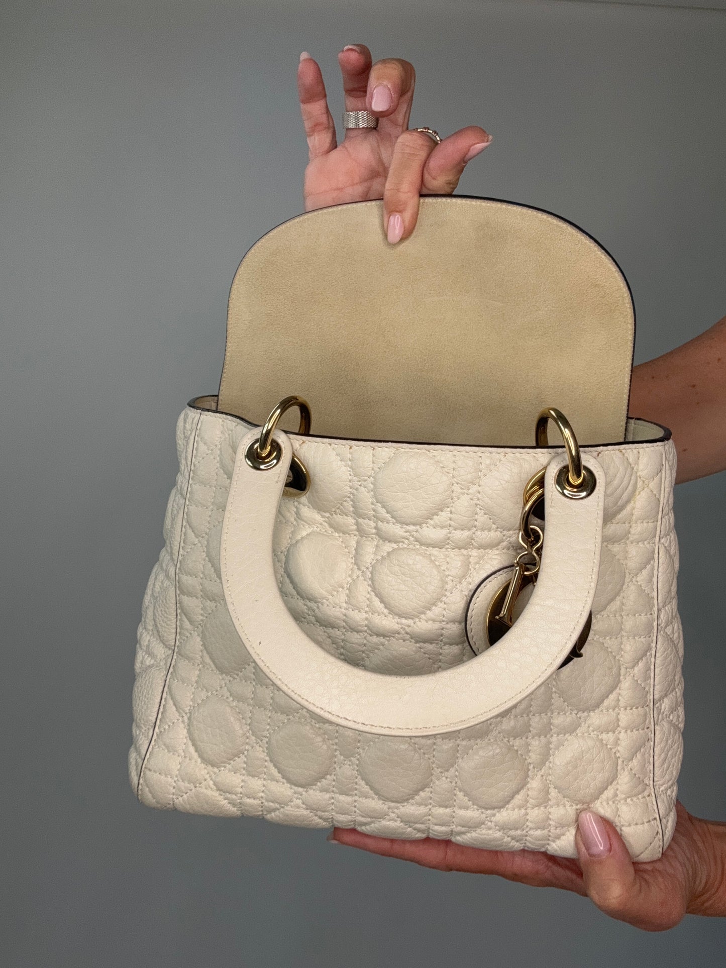 Dior Lady Dior White Leather Two Way