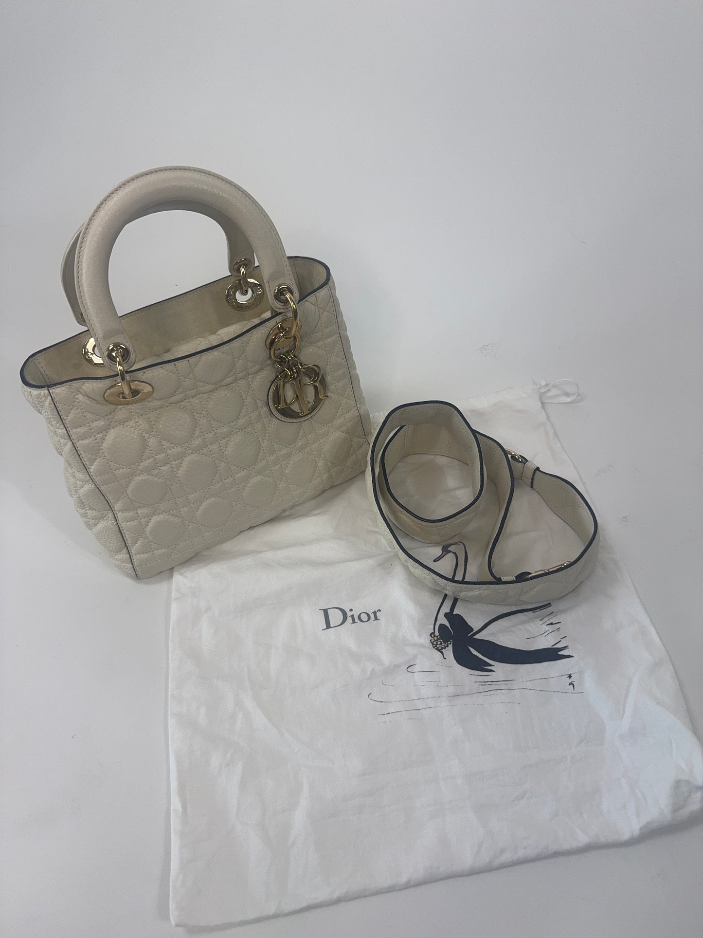 Dior Lady Dior White Leather Two Way