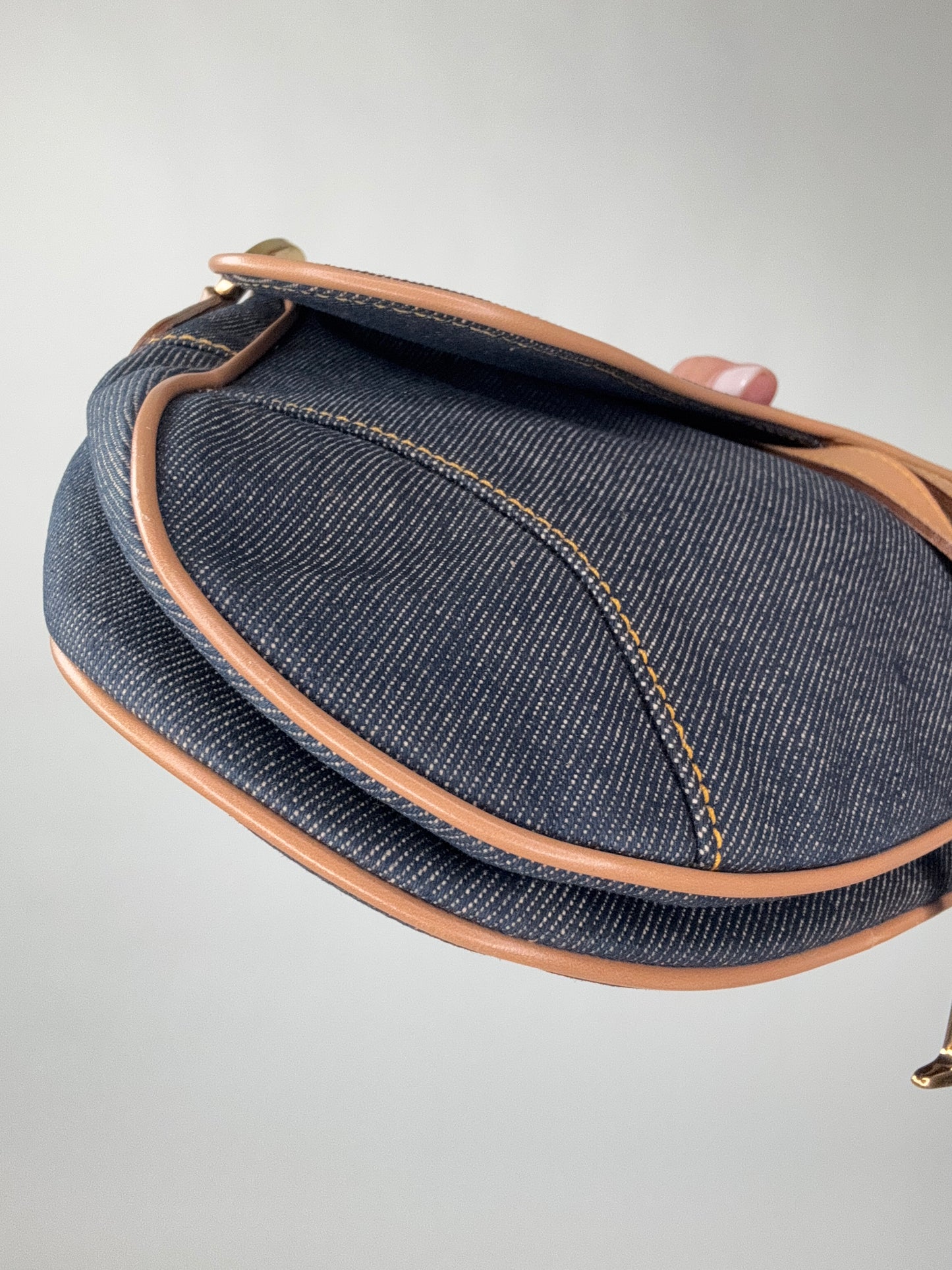 Christian Dior Denim Calfskin Saddle Bag
