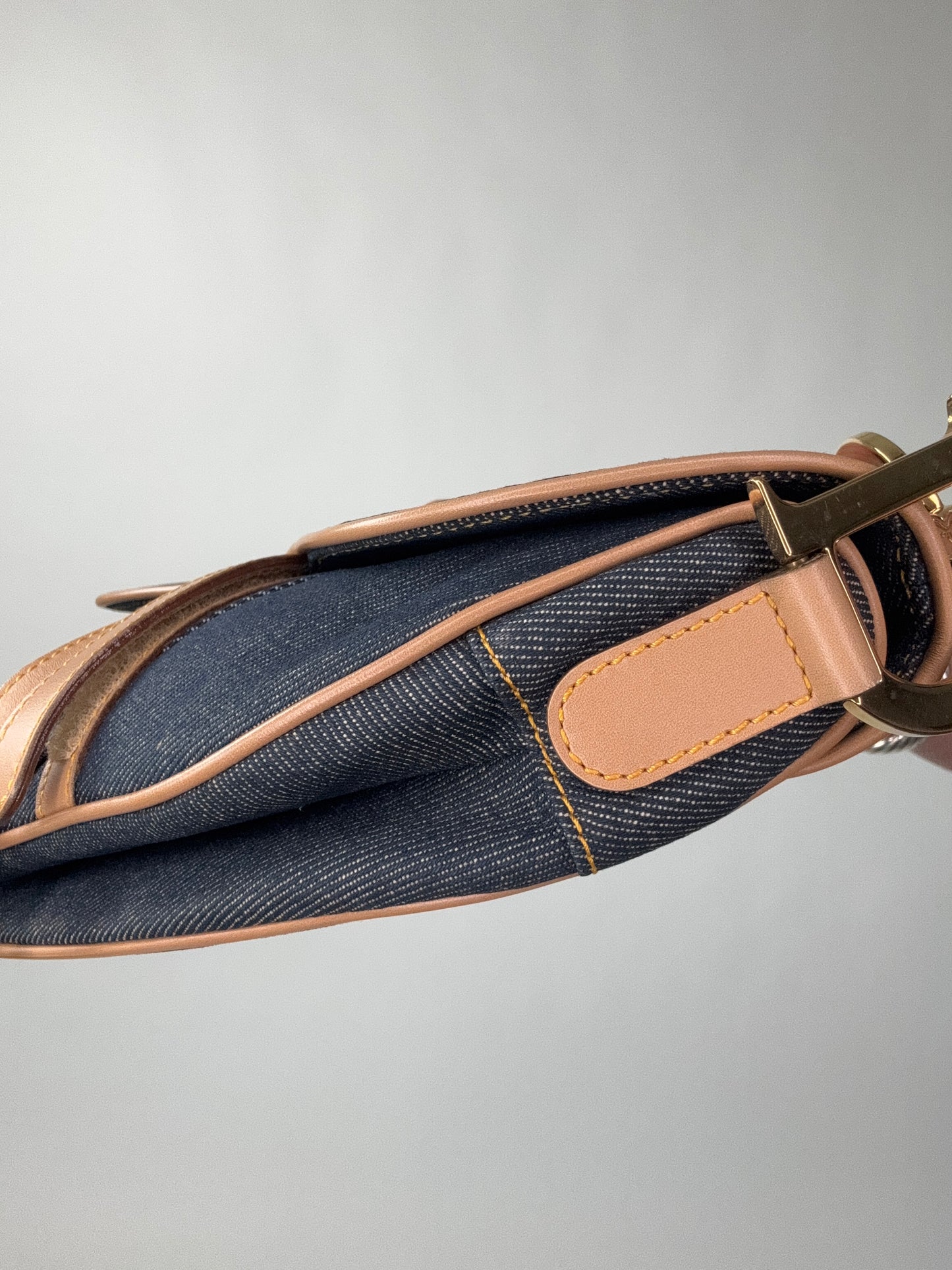 Christian Dior Denim Calfskin Saddle Bag