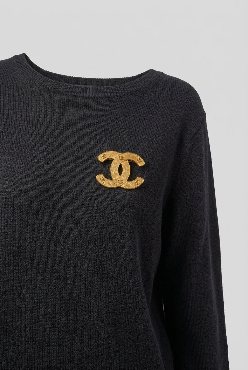 Chanel Vintage Oversized CC Logo Brooch
