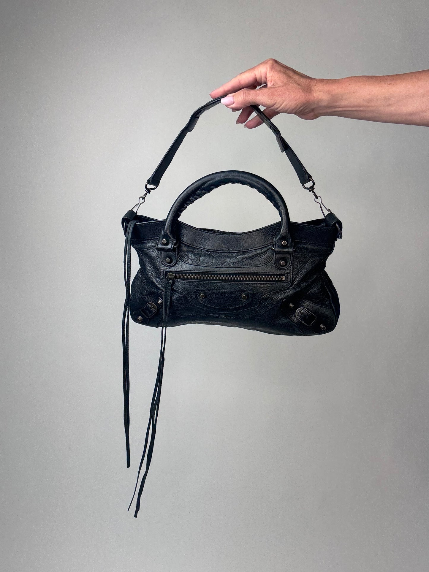 Balenciaga Le City First Bag In Black With Mirror