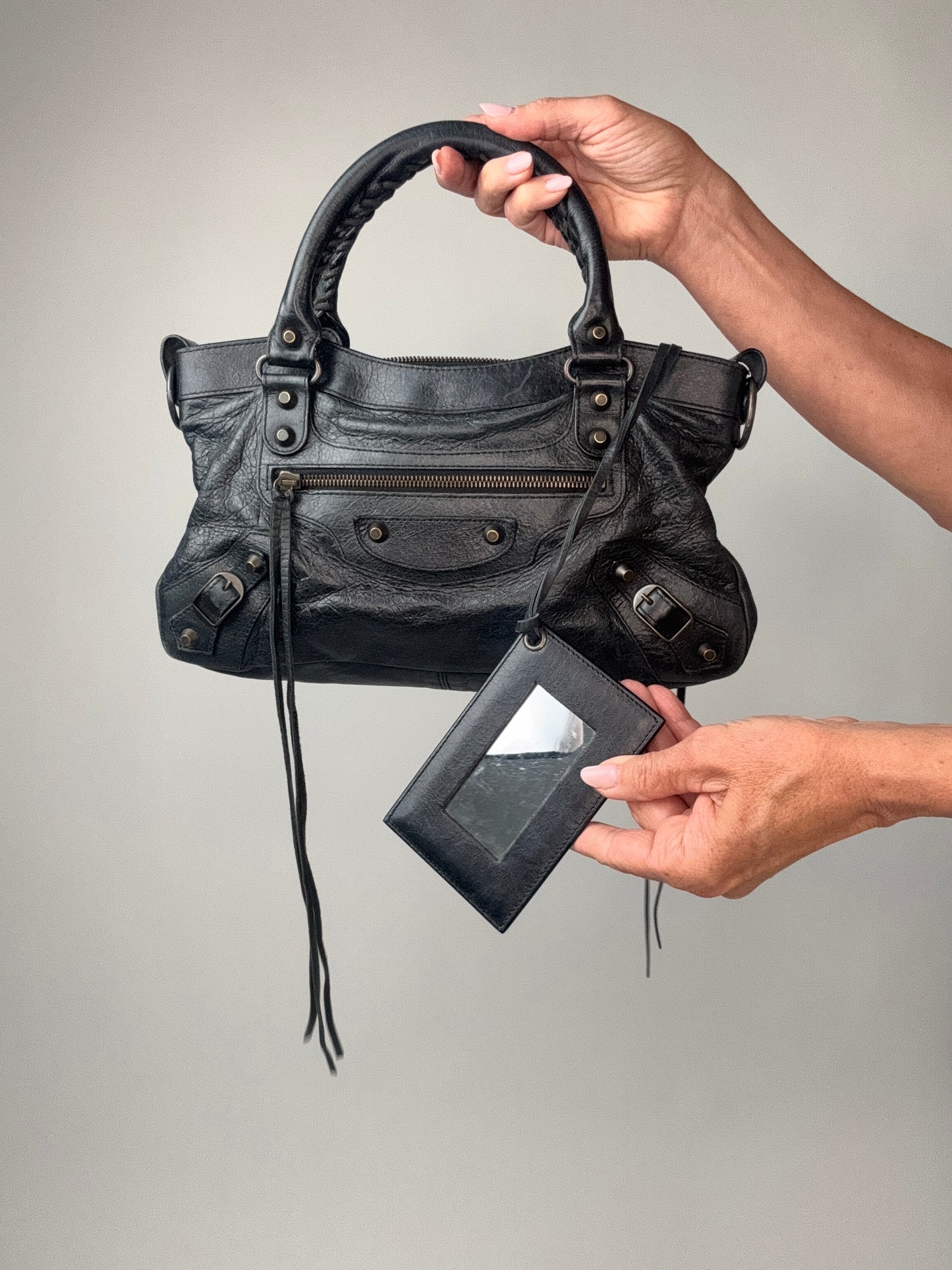 Balenciaga Le City First Bag In Black With Mirror