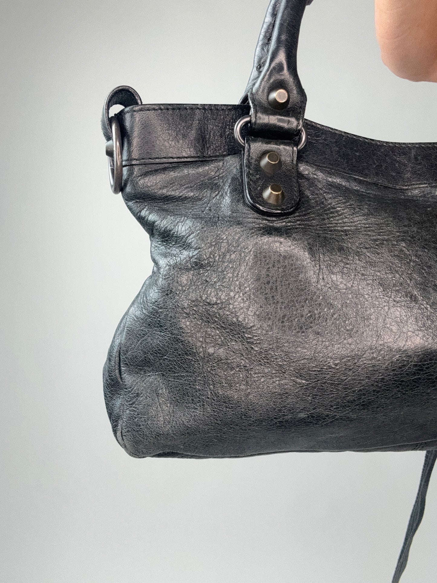 Balenciaga Le City First Bag In Black With Mirror