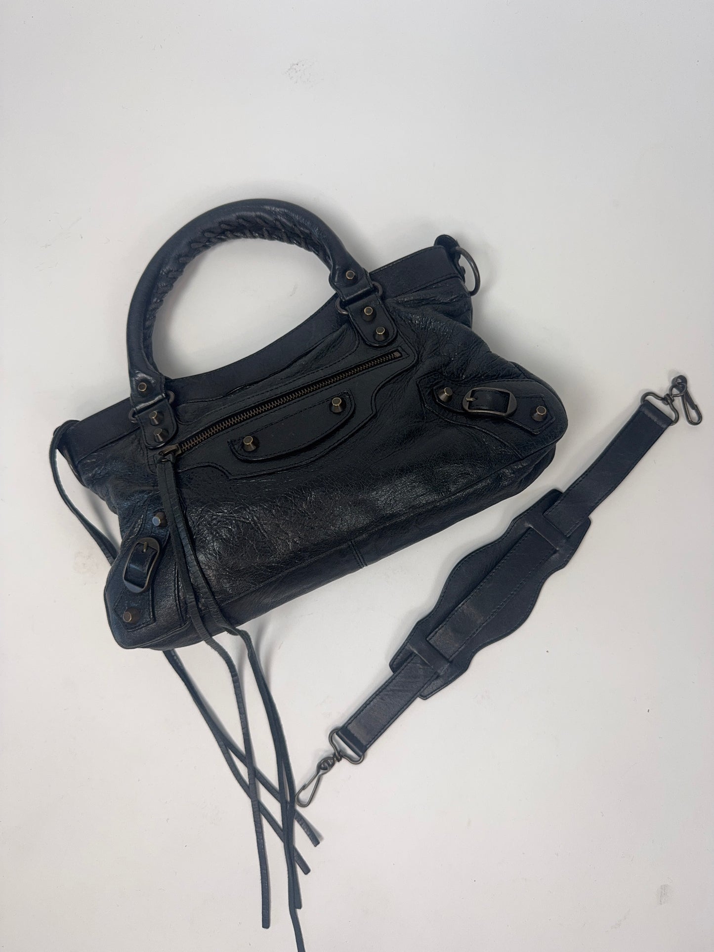 Balenciaga Le City First Bag In Black With Mirror