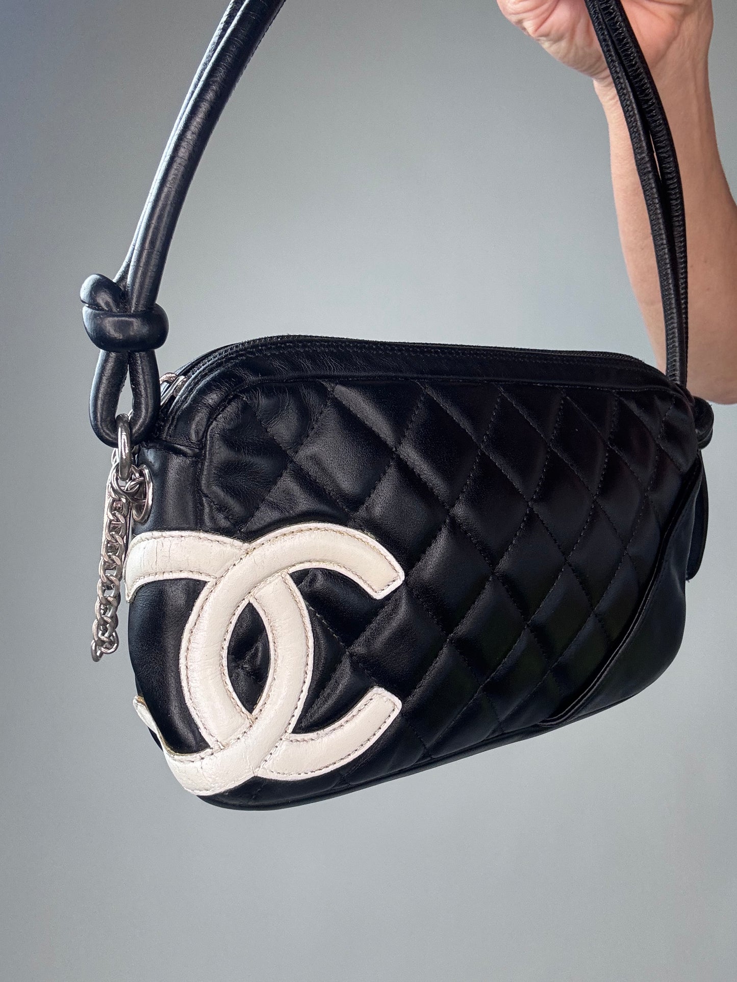 Chanel Cambon Pochette Black White