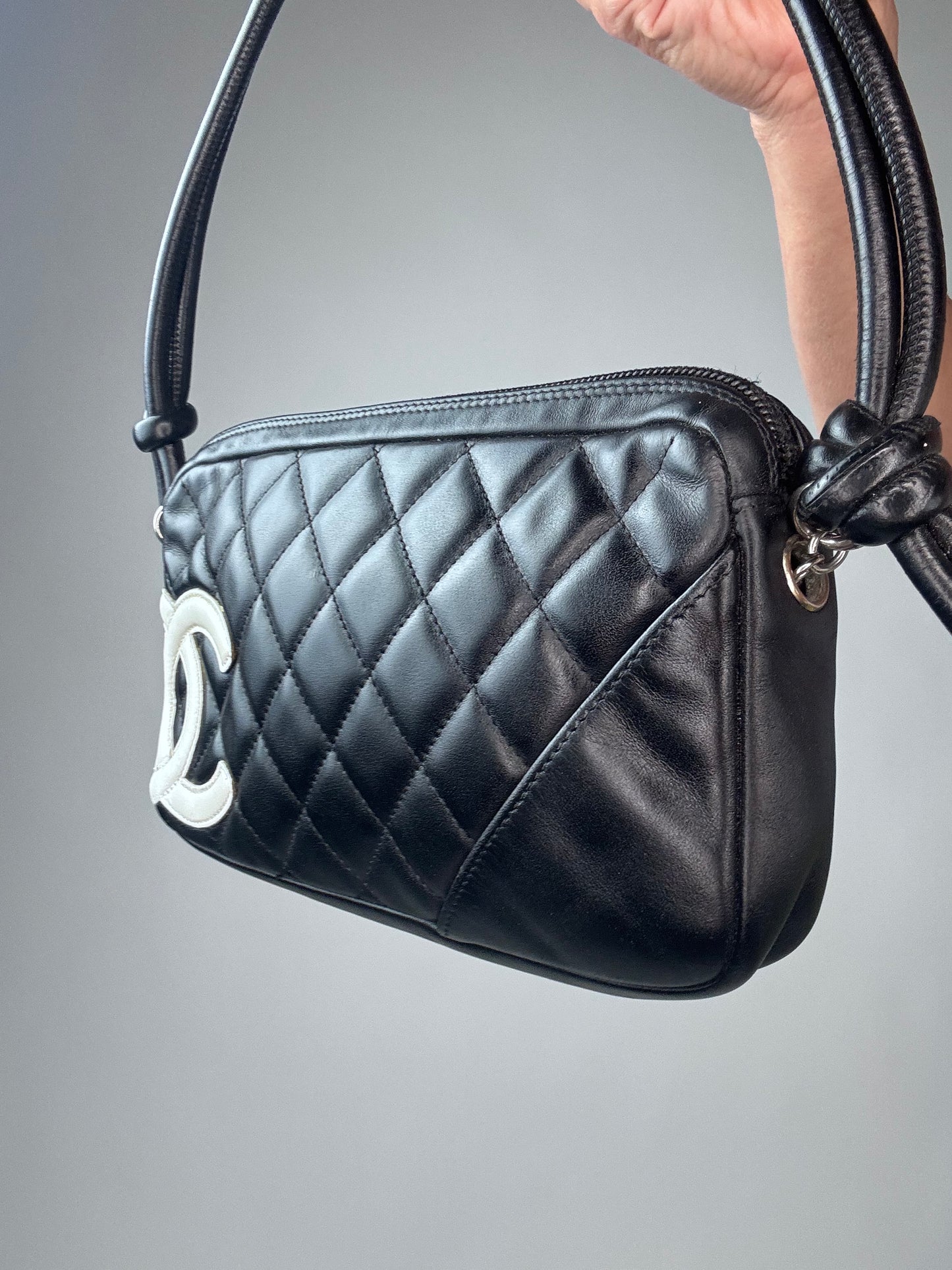 Chanel Cambon Pochette Black White