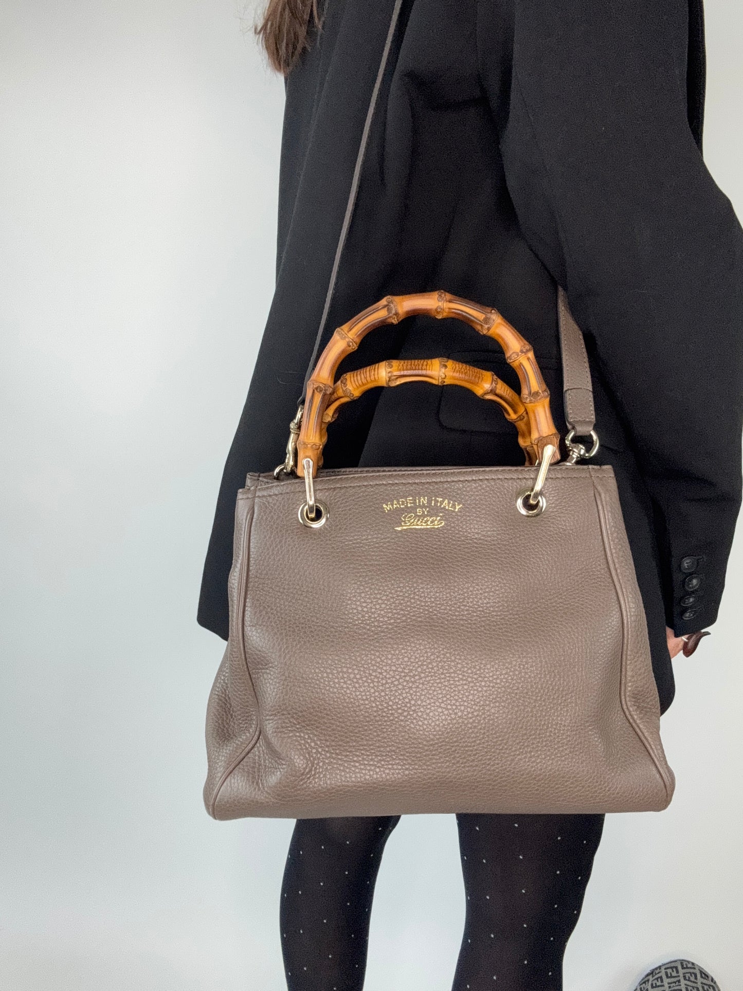 Gucci Two Way Bamboo Shopping Tote
