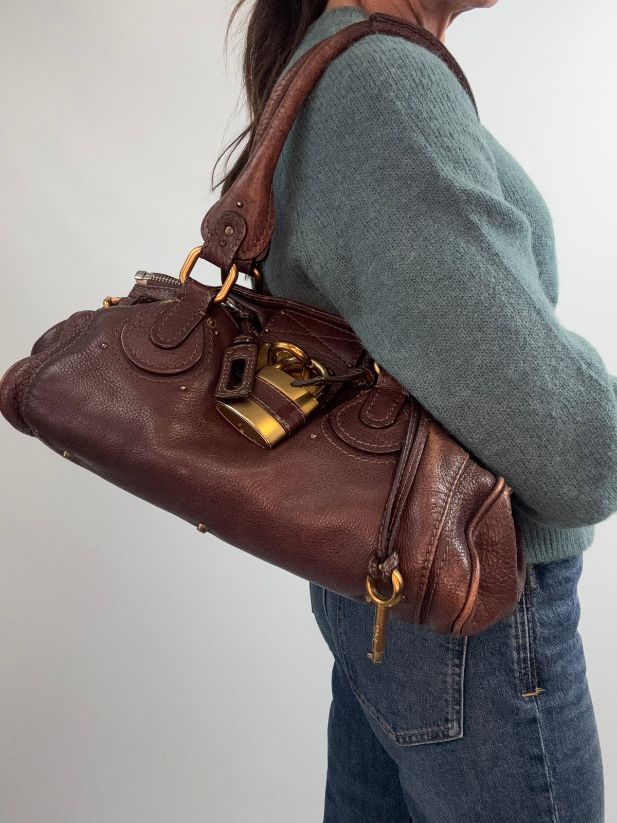Chloé Paddington Leather Satchel — Chocolate Brown