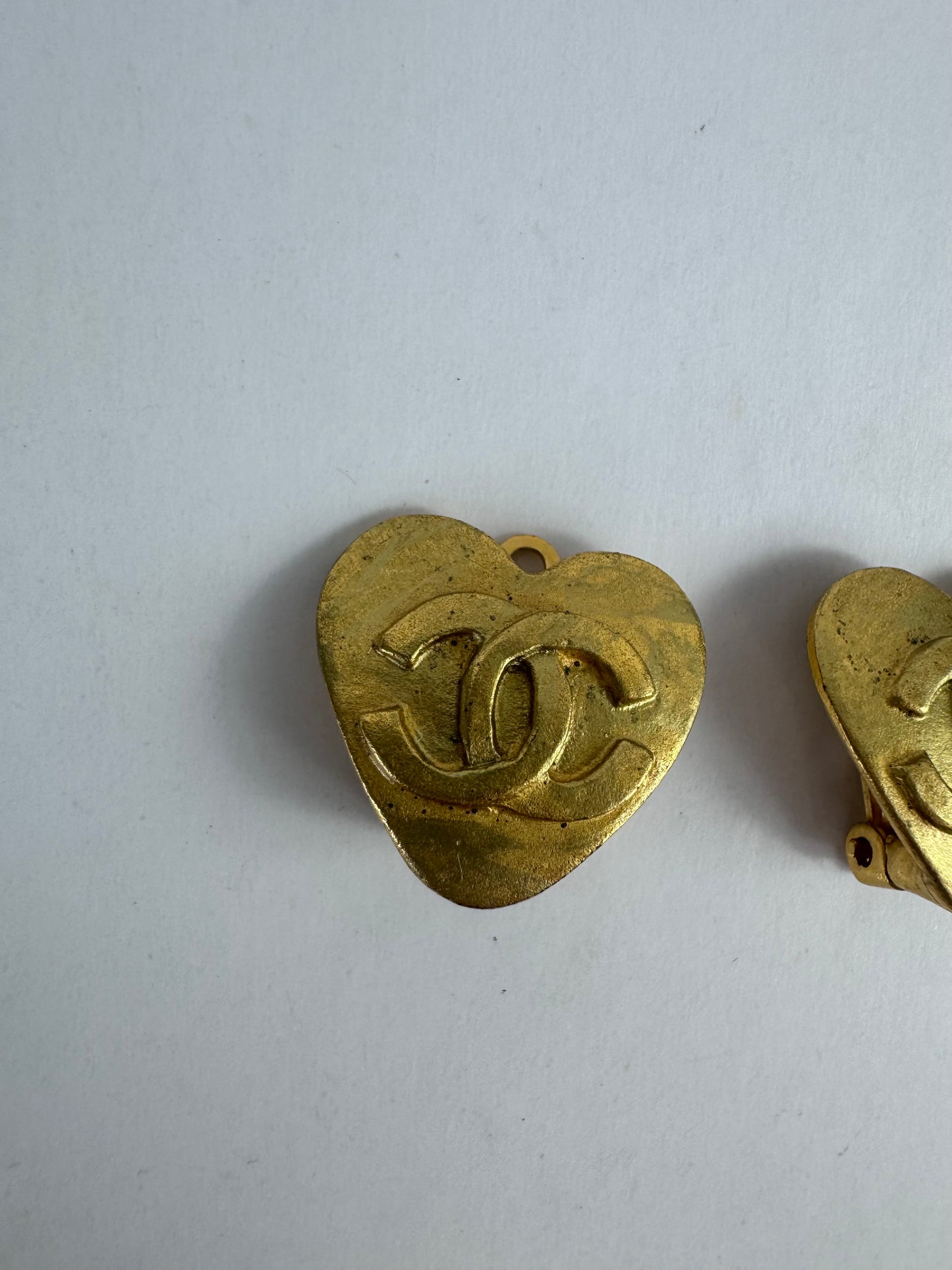 Chanel Vintage Heart Clip on Earrings