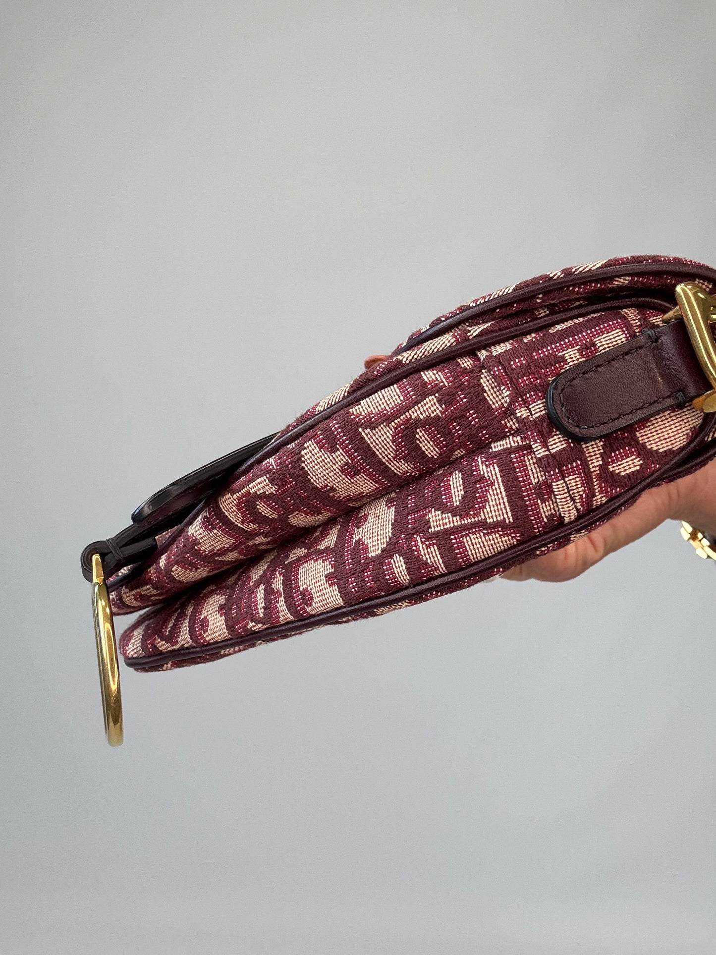 Dior Mini Oblique Saddle Bag- Burgundy