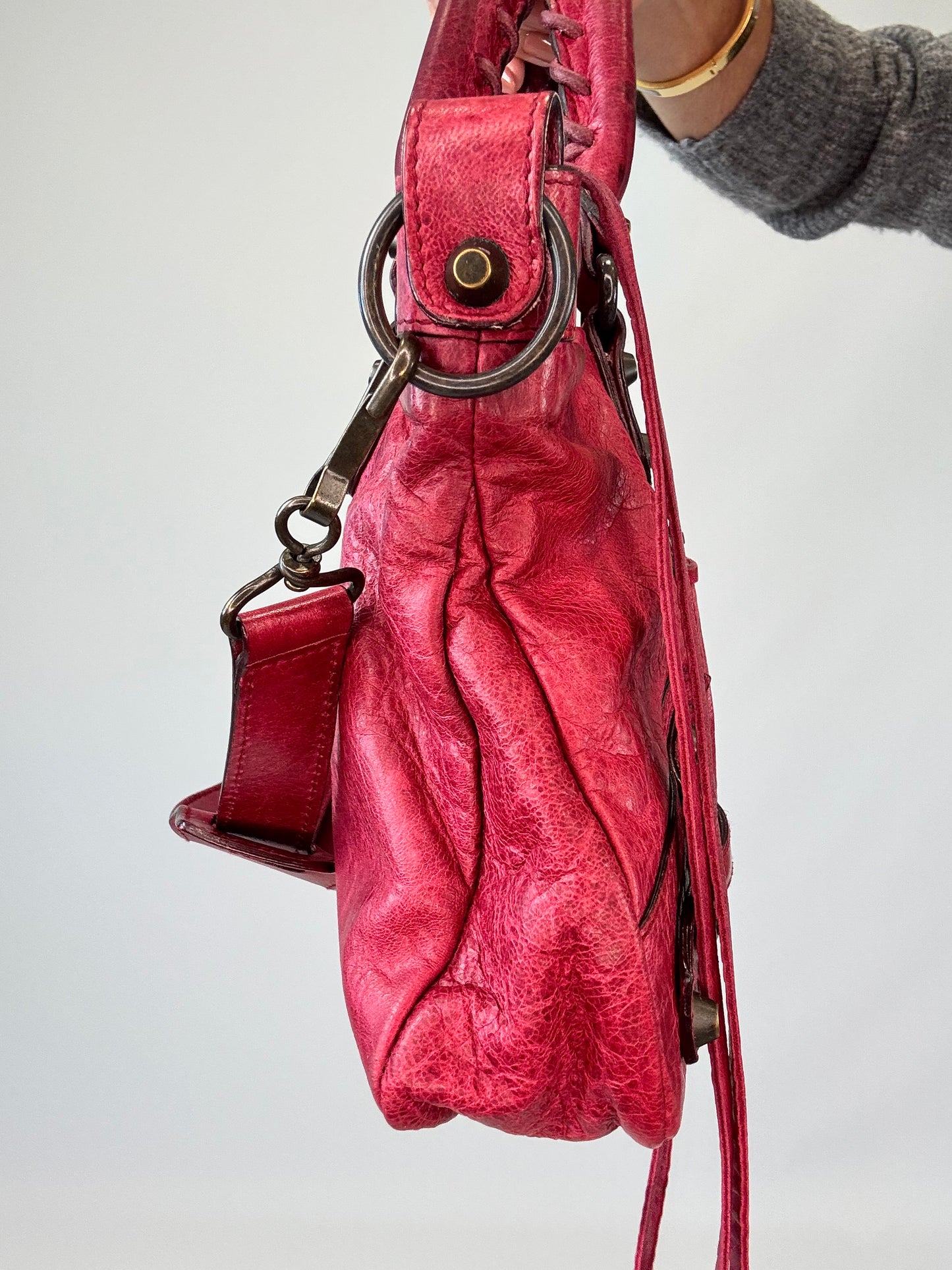 Balenciaga First La City- Burgundy Red
