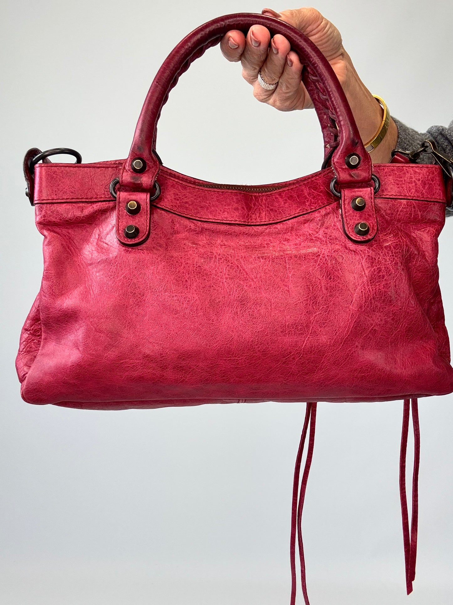 Balenciaga First La City- Burgundy Red