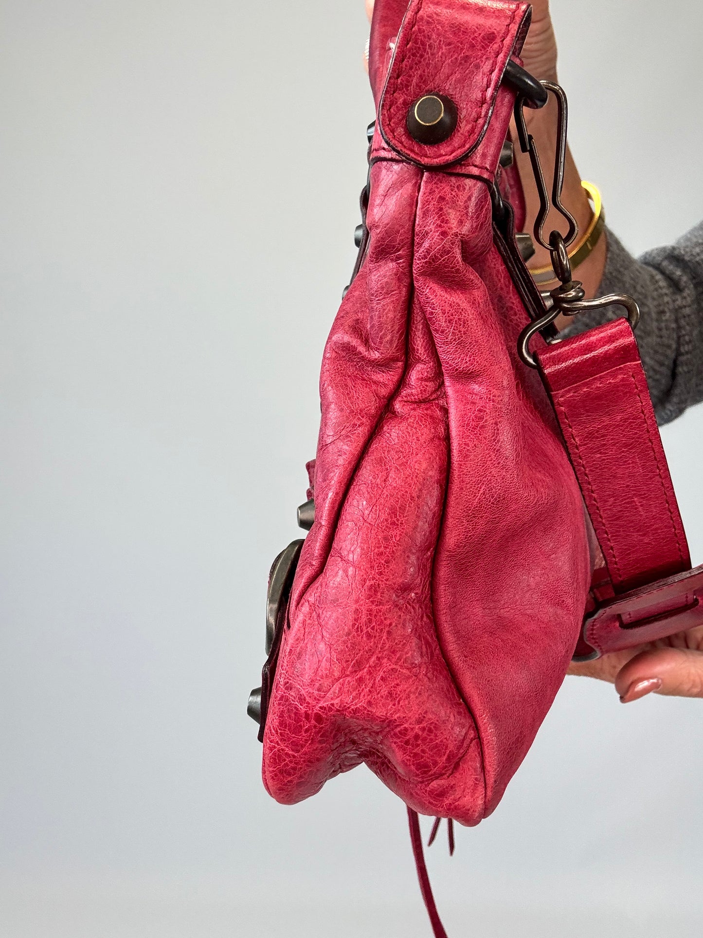 Balenciaga First La City- Burgundy Red