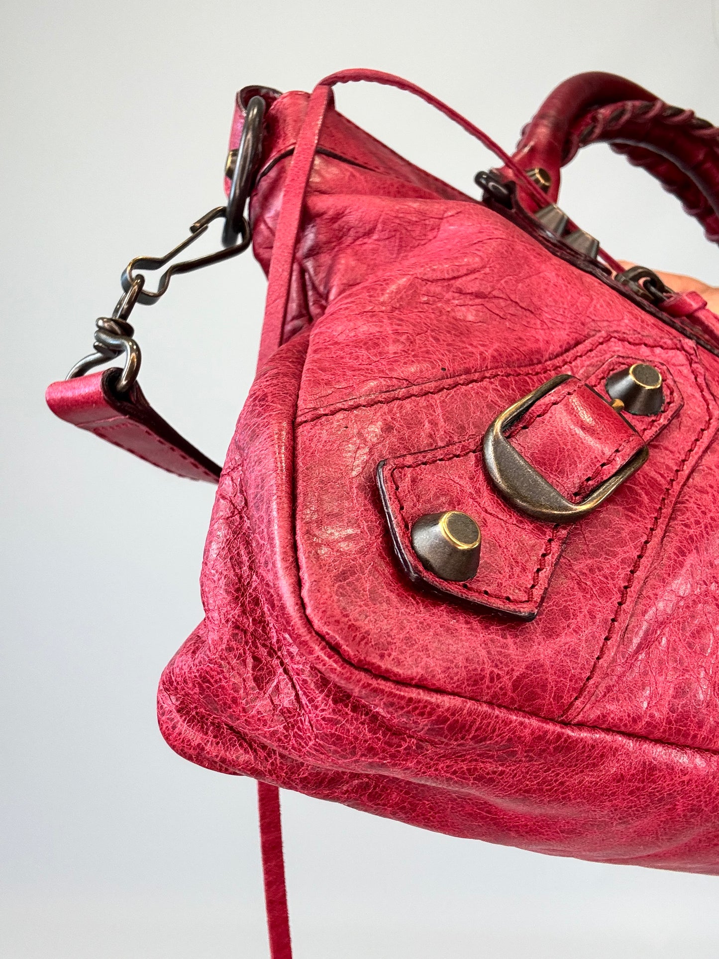 Balenciaga First La City- Burgundy Red