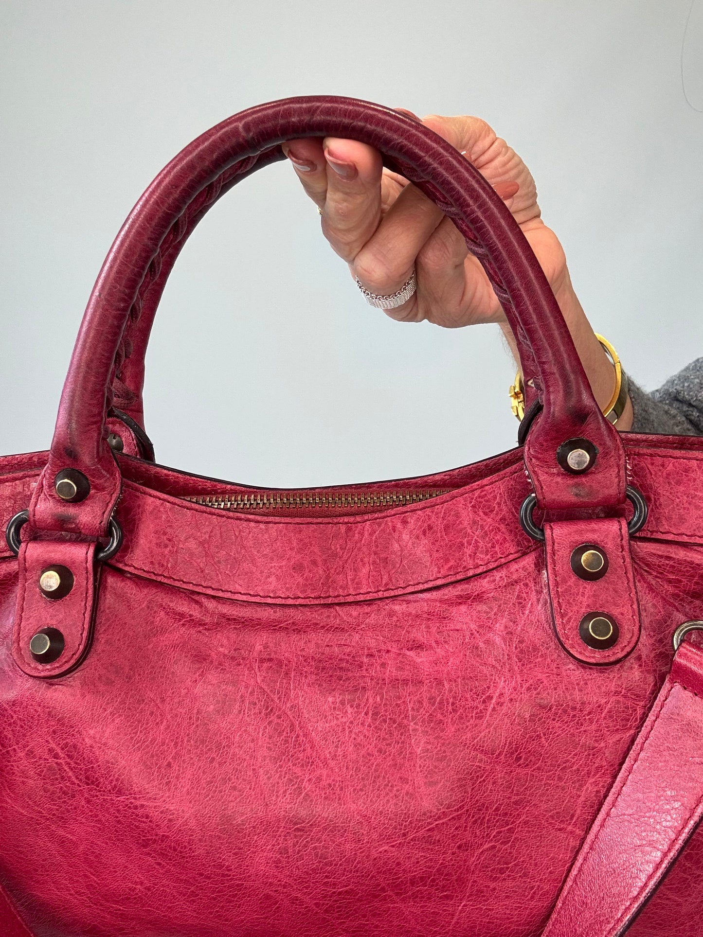 Balenciaga First La City- Burgundy Red