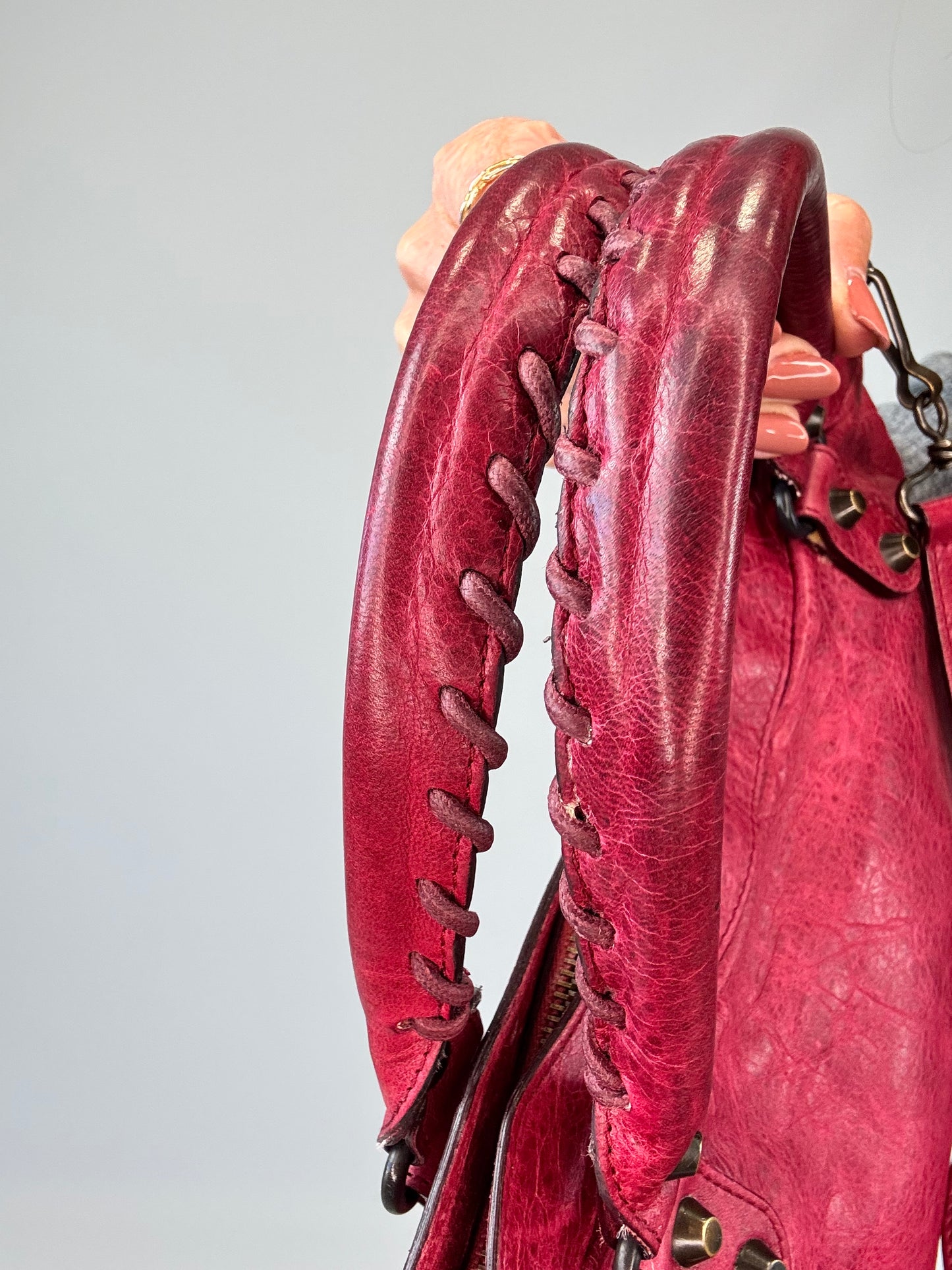 Balenciaga First La City- Burgundy Red