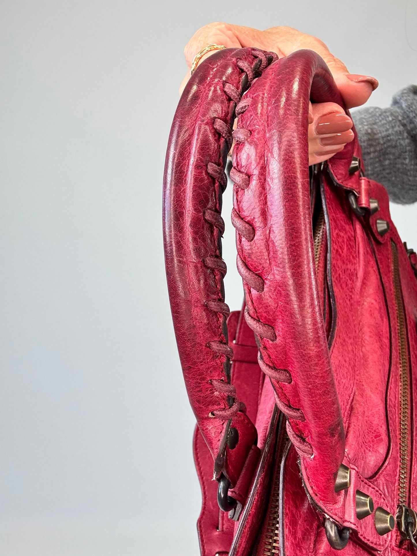 Balenciaga First La City- Burgundy Red