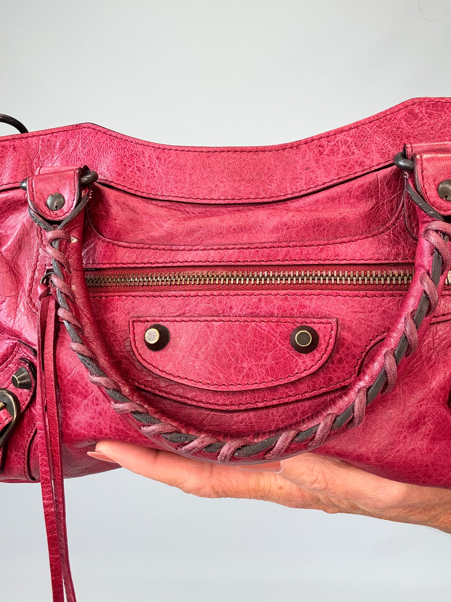 Balenciaga First La City- Burgundy Red