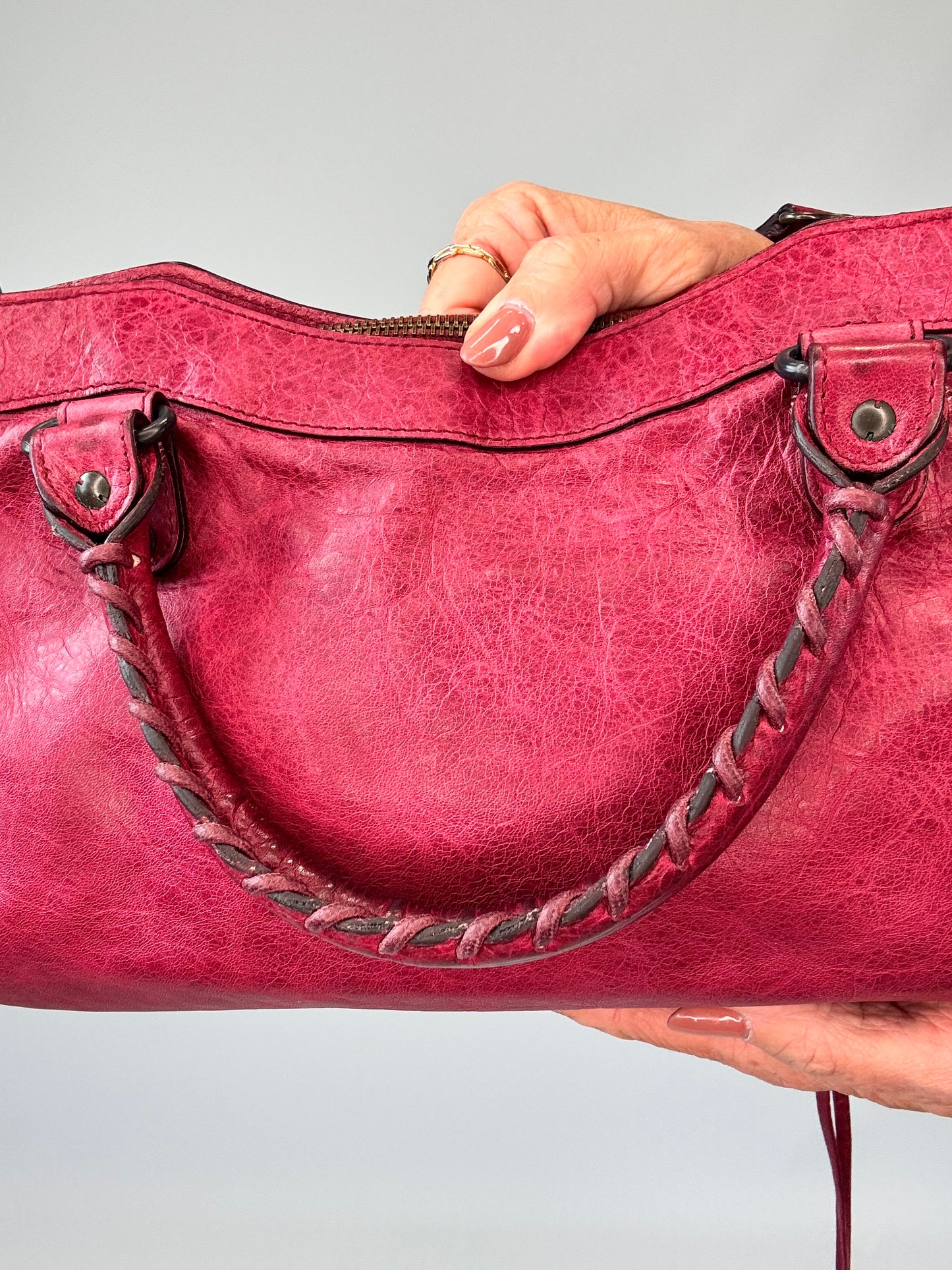 Balenciaga First La City- Burgundy Red