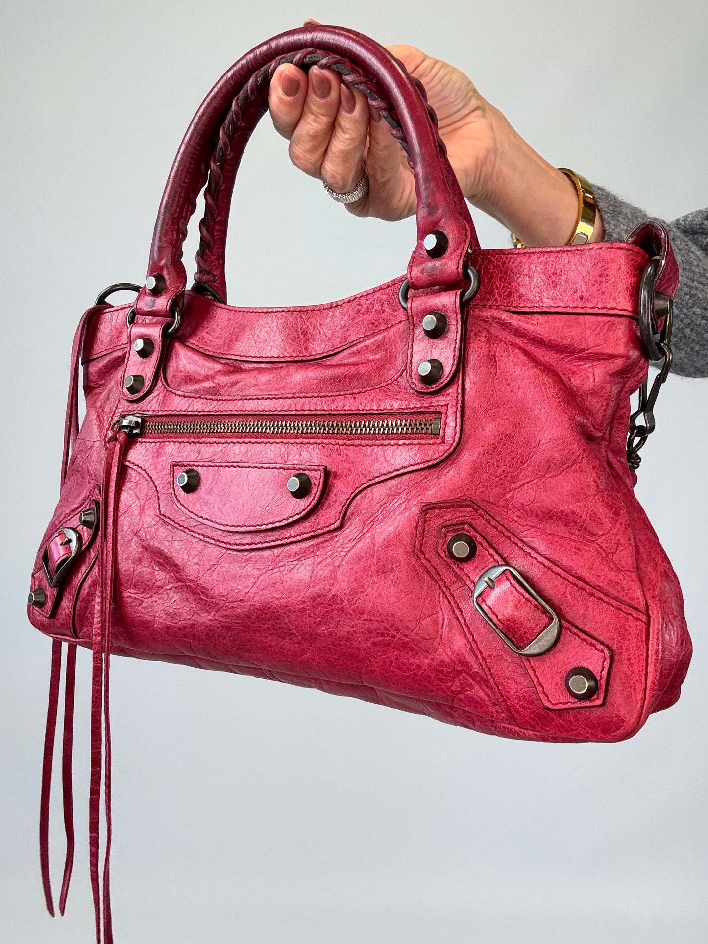Balenciaga First La City- Burgundy Red