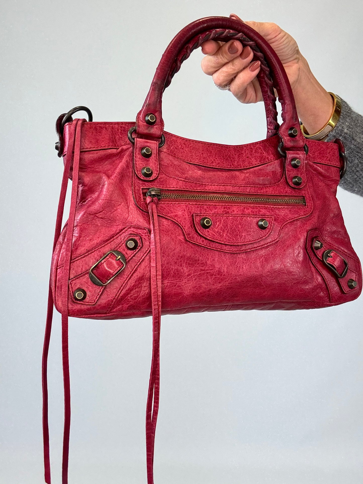 Balenciaga First La City- Burgundy Red